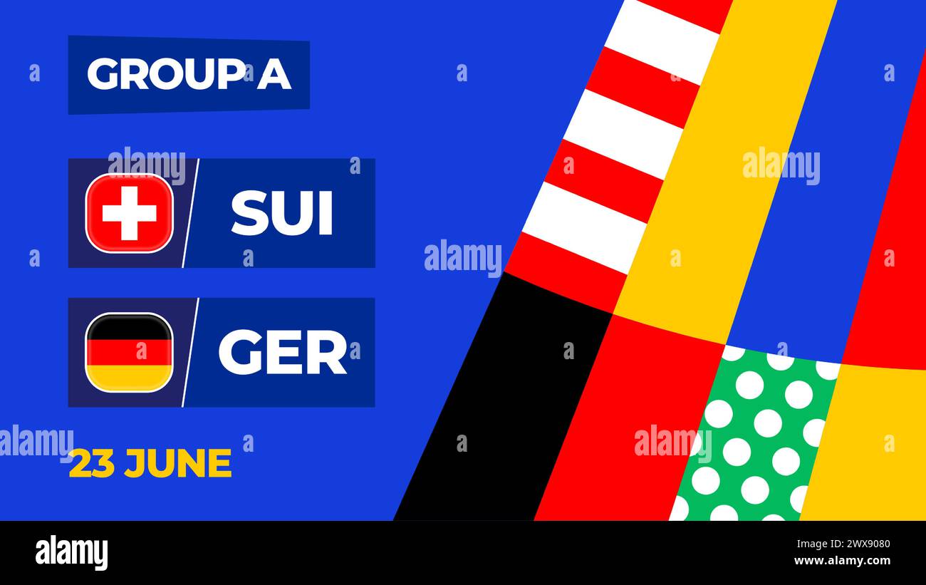 Suisse vs Allemagne football 2024 match versus. 2024 match de championnat en phase de groupes contre équipes intro sport contexte, compétition de championnat. Illustration de Vecteur