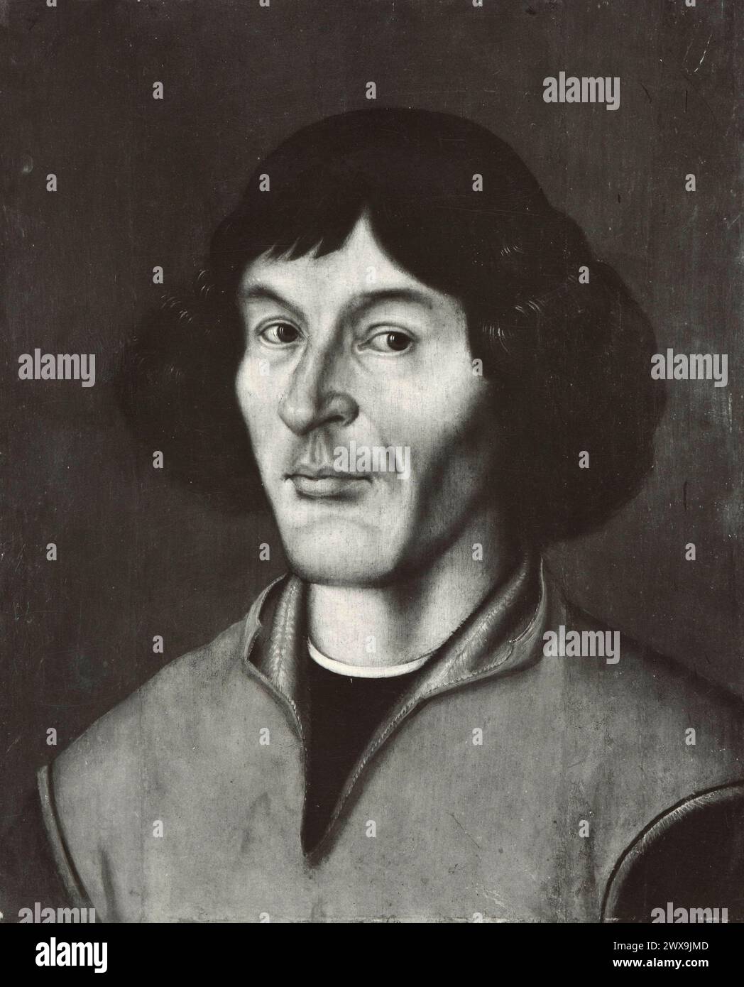 Portrait vintage en noir et blanc de l'astronome et mathématicien Nicolaus Copernic (1473-1543) Banque D'Images