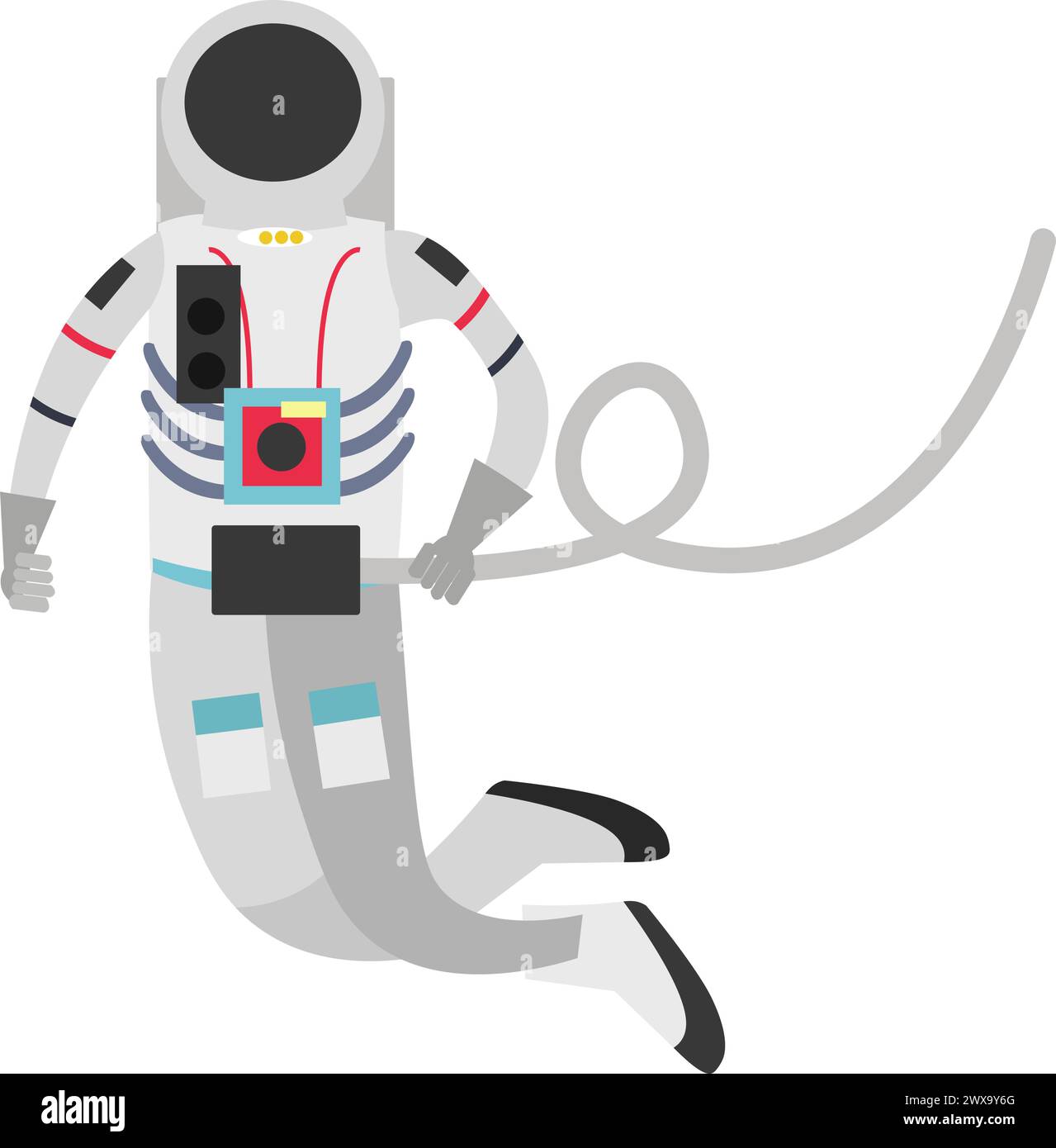 Cosmonaute en combinaison spatiale et casque flottant icône de vecteur isolé sur blanc Illustration de Vecteur