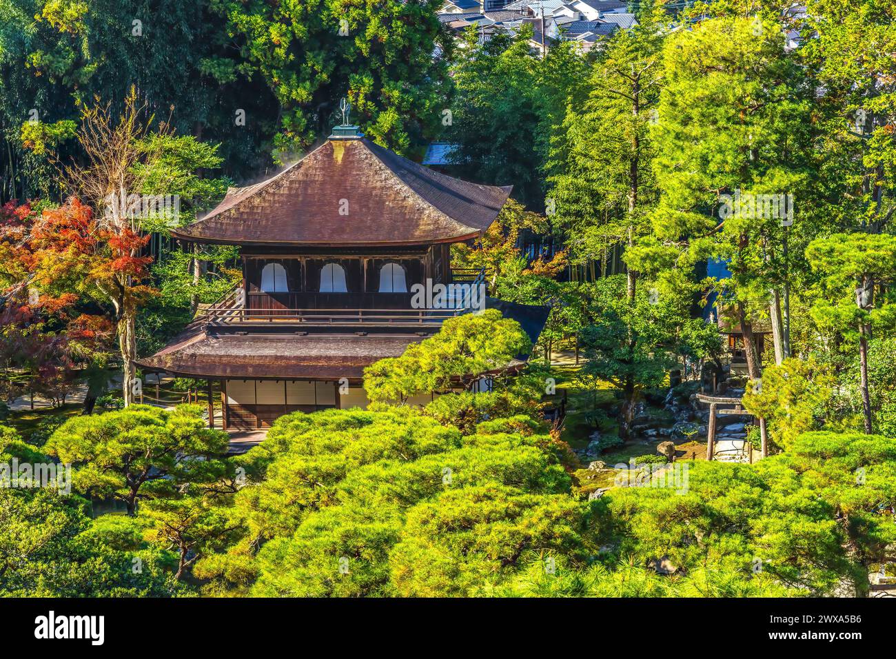 Coloré Ginkakuji Silver Pavilion Tori Gate Temple bouddhiste Kyo Banque D'Images