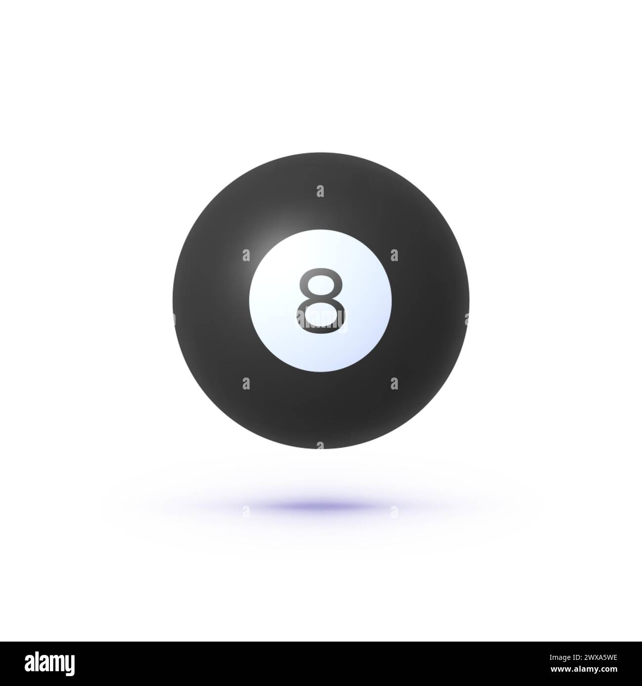 Noir 8 boule 3d sur fond blanc. Illustration de l'icône vectorielle Illustration de Vecteur