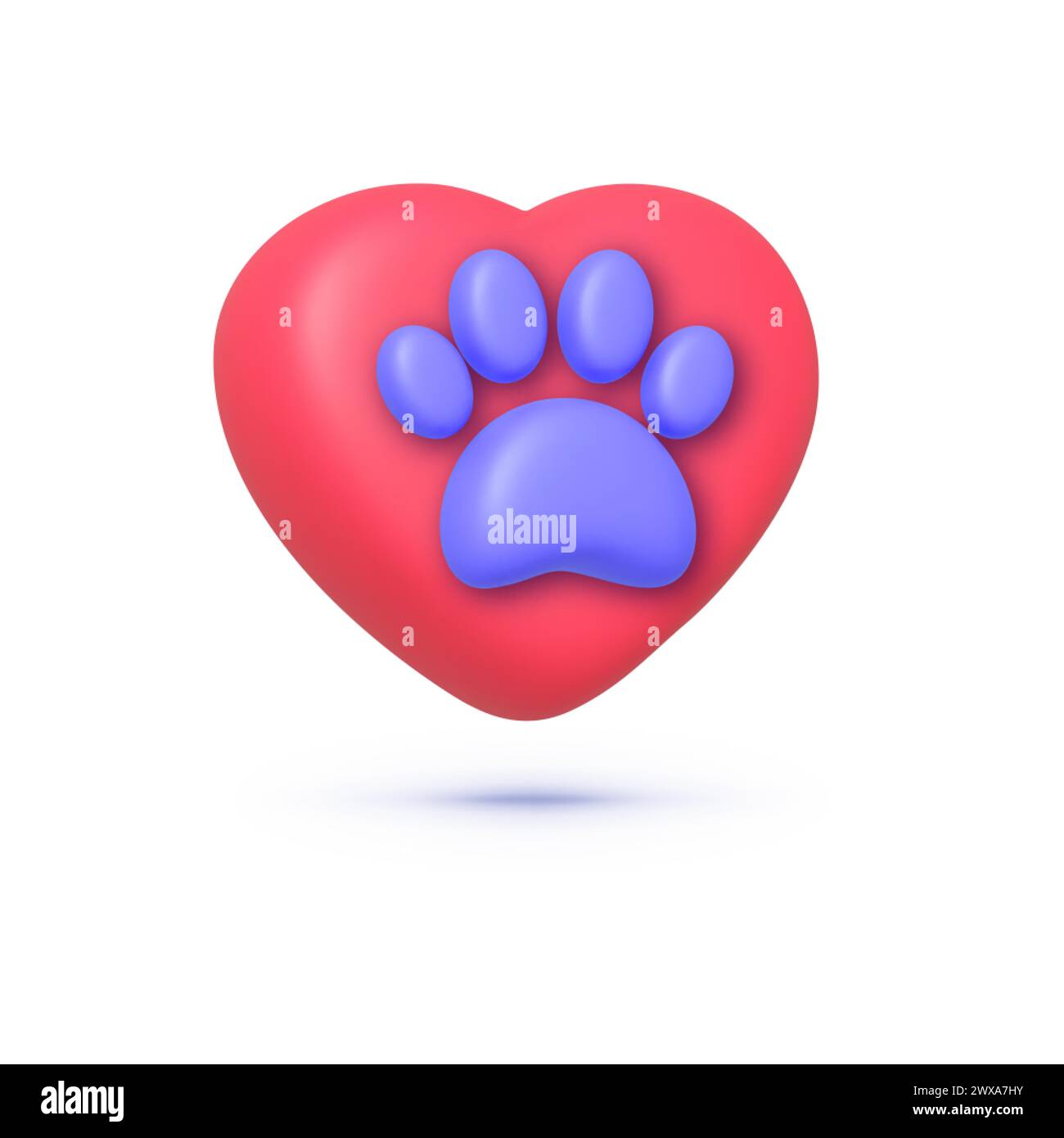 Amour pour animaux de compagnie dans le style 3d sur fond blanc. Illustration vectorielle Illustration de Vecteur