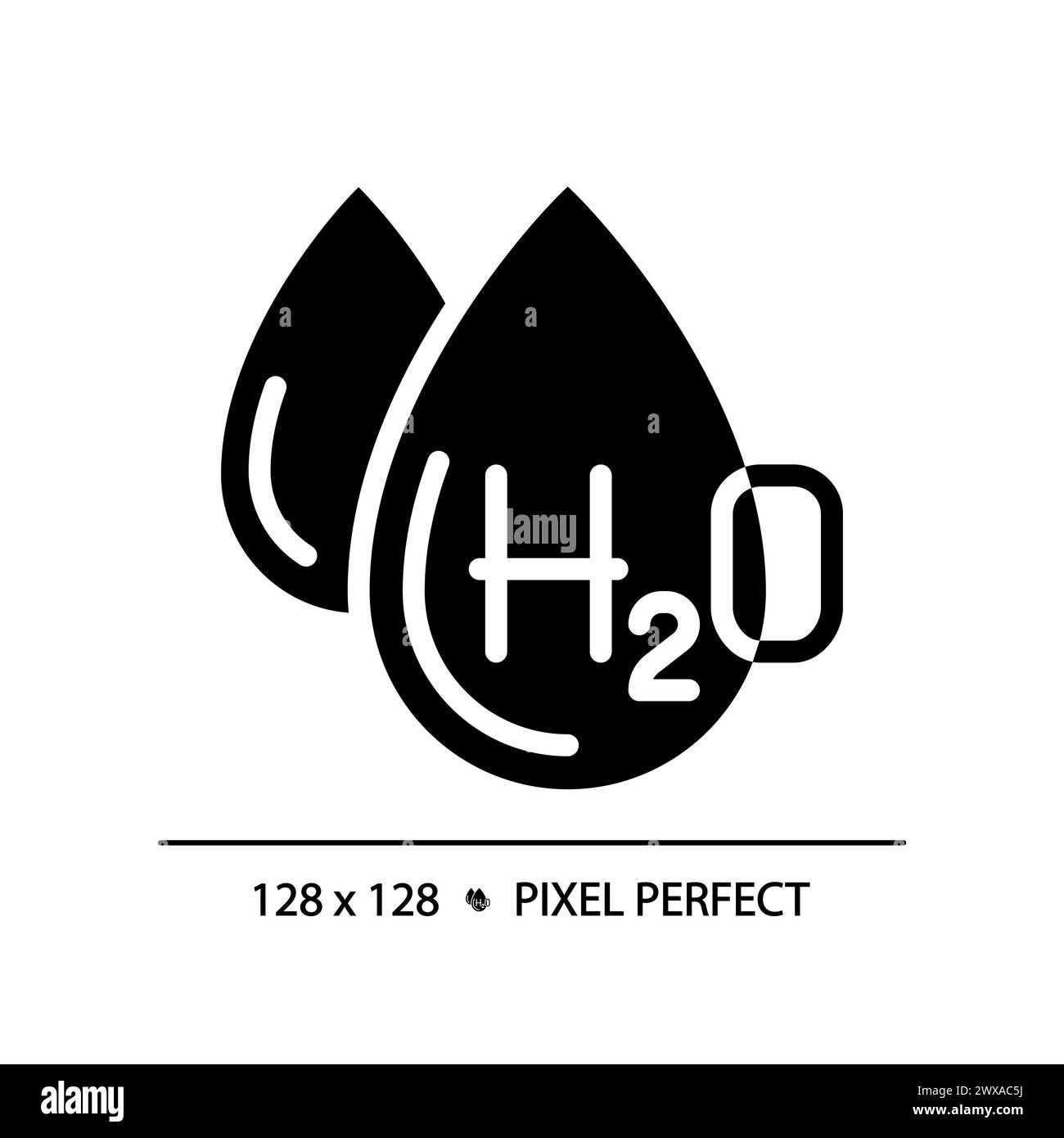 Icône de glyphe noir H2O Illustration de Vecteur