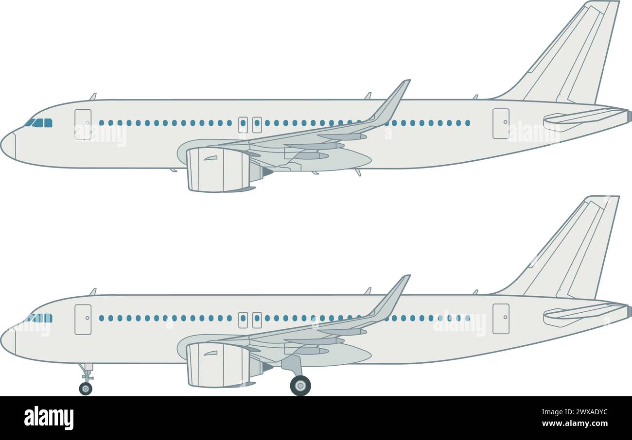 Avion de ligne à corps étroit Illustration de Vecteur