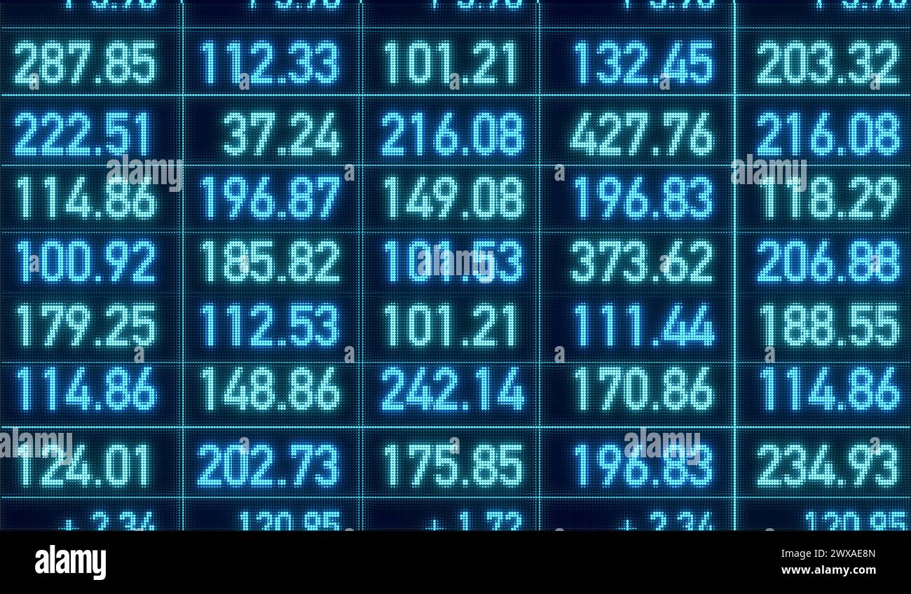 Feuille de calcul avec les chiffres financiers à l'écran, rapport d'entreprise, données. Feuille de calcul avec les chiffres financiers à l'écran, rapport d'entreprise, données. Numb. Numérique Banque D'Images