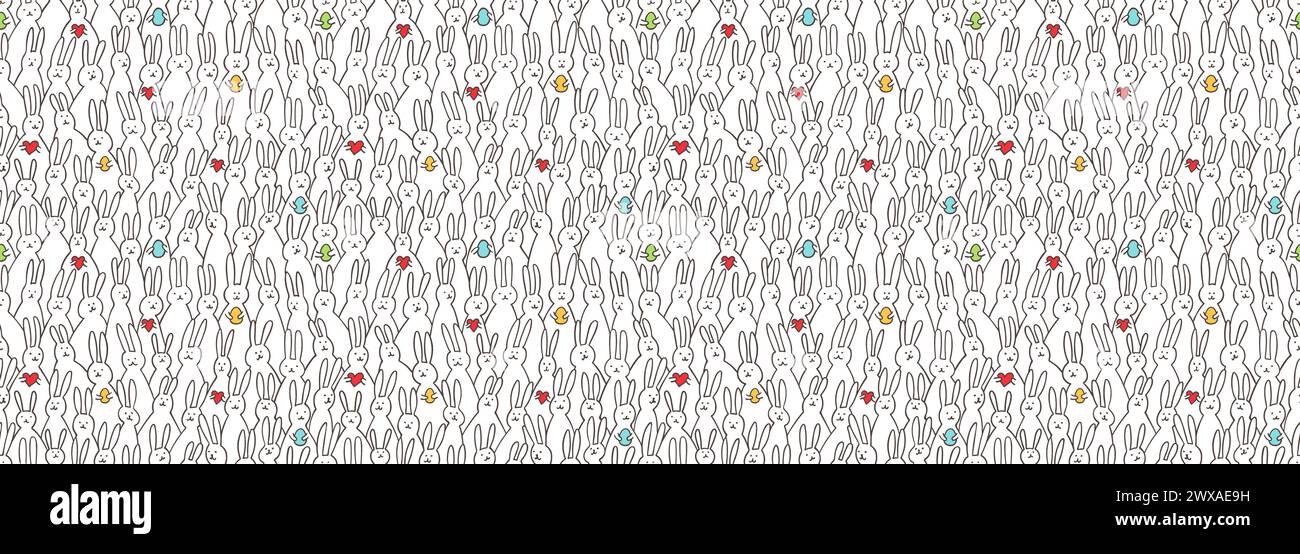 Joyeuses Pâques ensemble avec des œufs et des lapins Illustration de Vecteur