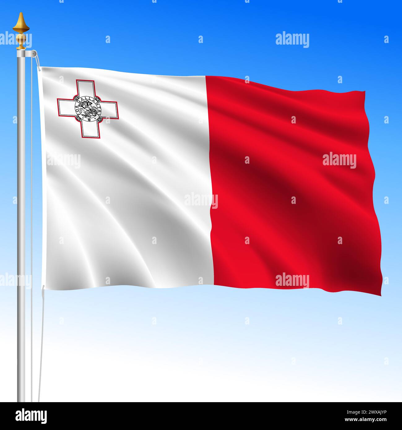 Drapeau officiel de Malte agitant, Union européenne, illustration vectorielle Illustration de Vecteur