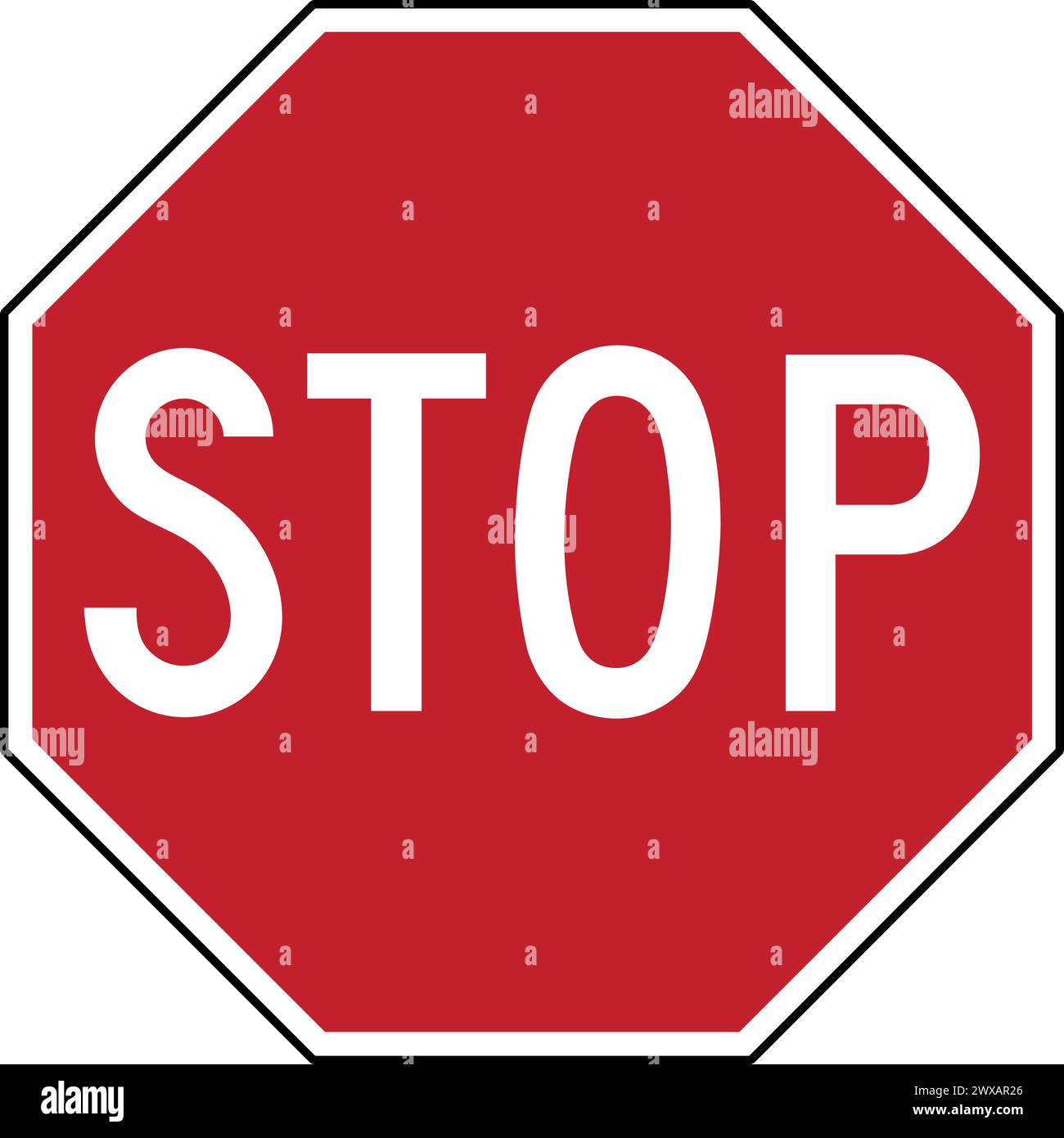 Panneau d'arrêt - série R1 panneaux d'arrêt et de rendement réglementaire - Vector Amérique Etats-Unis signes USA et Canada, Fidji, Inde, Indonésie, Liban, néo-zélandais Illustration de Vecteur