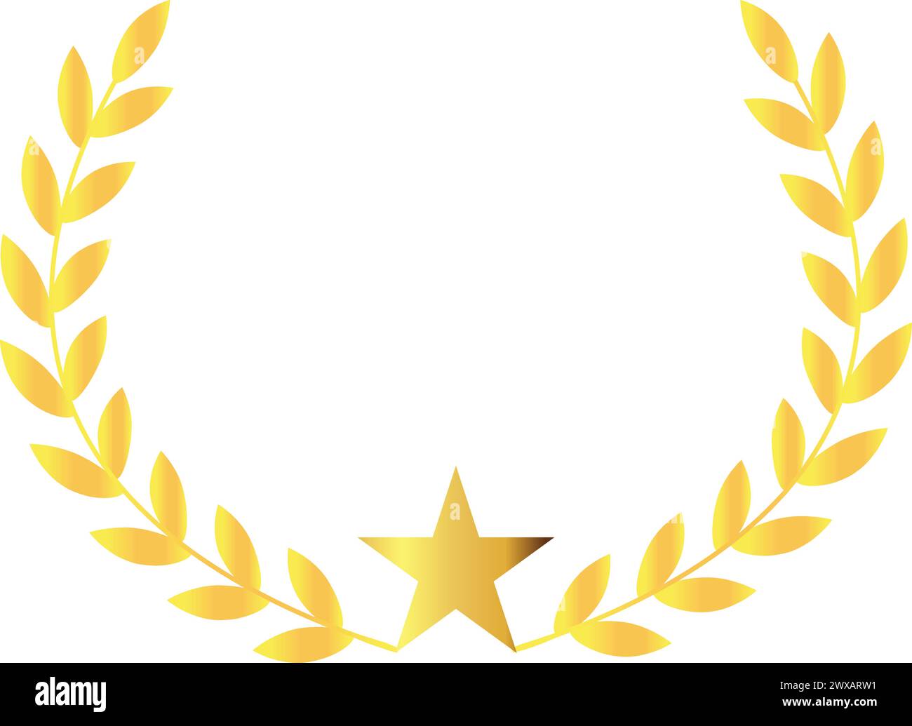 Golden Laurel Leaves Round Star, Gold rank, Golden Circular Laurel foliate, Laurel Leave Star Illustration de Vecteur