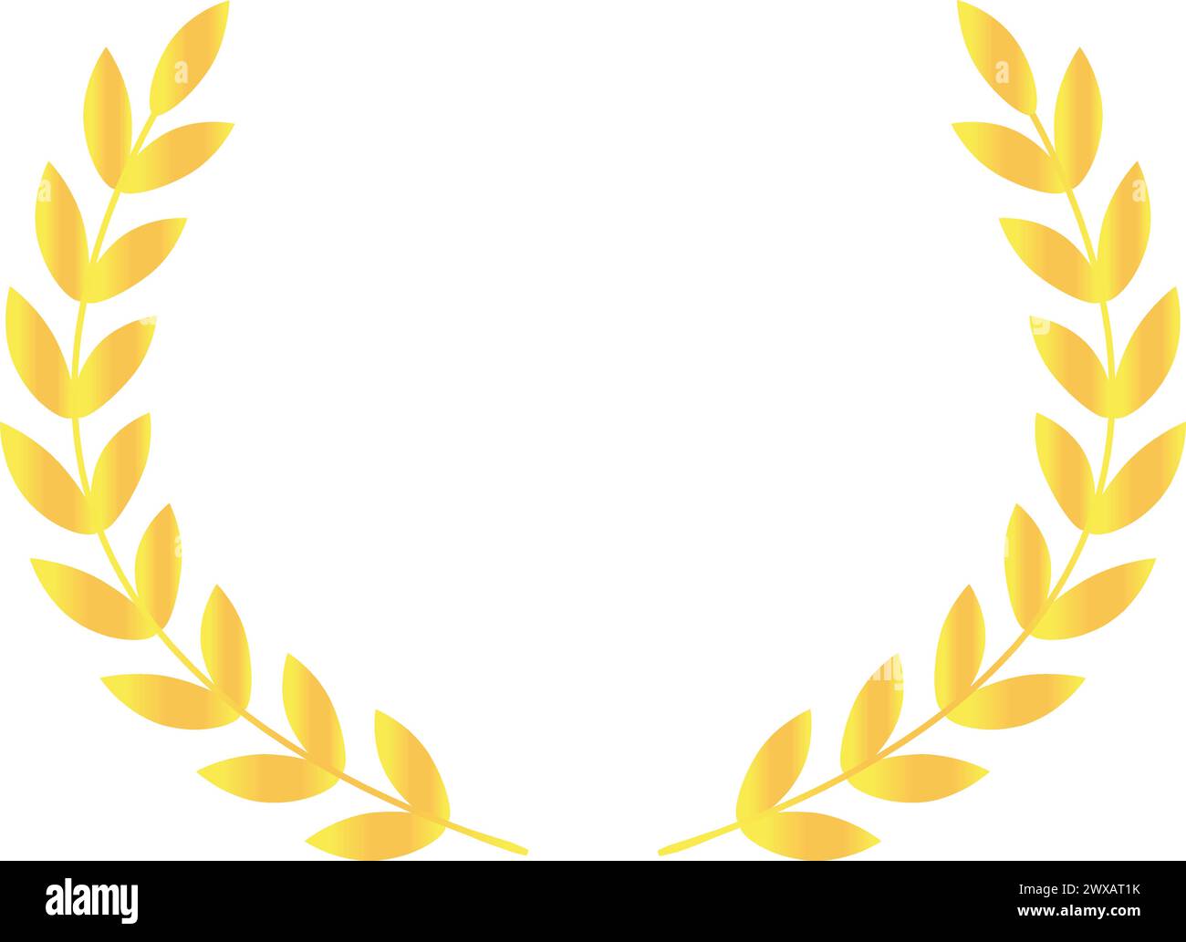 Golden Laurel Leaves Round, Gold rank, Golden Circular laurier foliate, Laurel Leave Illustration de Vecteur