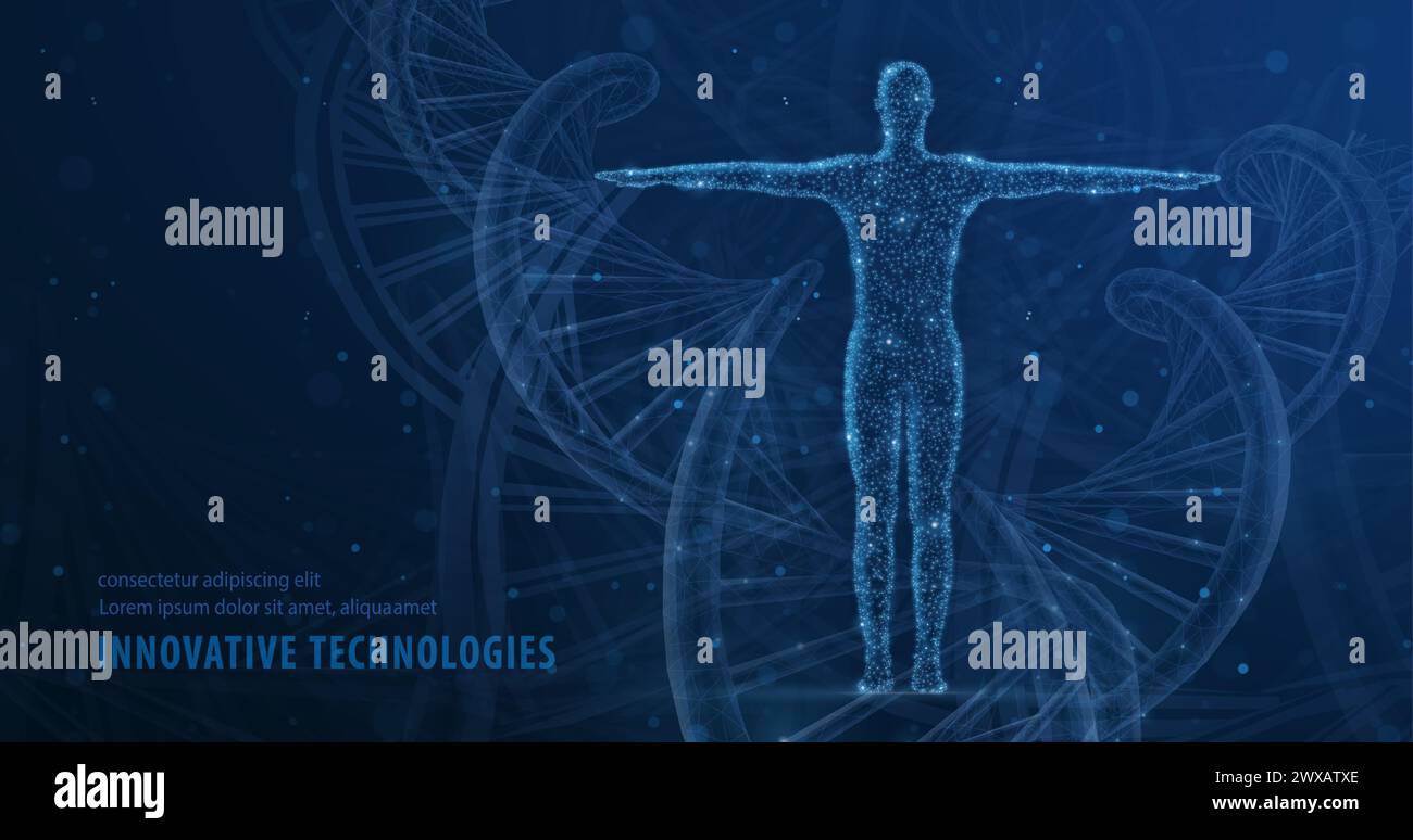 ADN humain. Technologie médicale, évolution génique, santé cellulaire, système nerveux Illustration de Vecteur