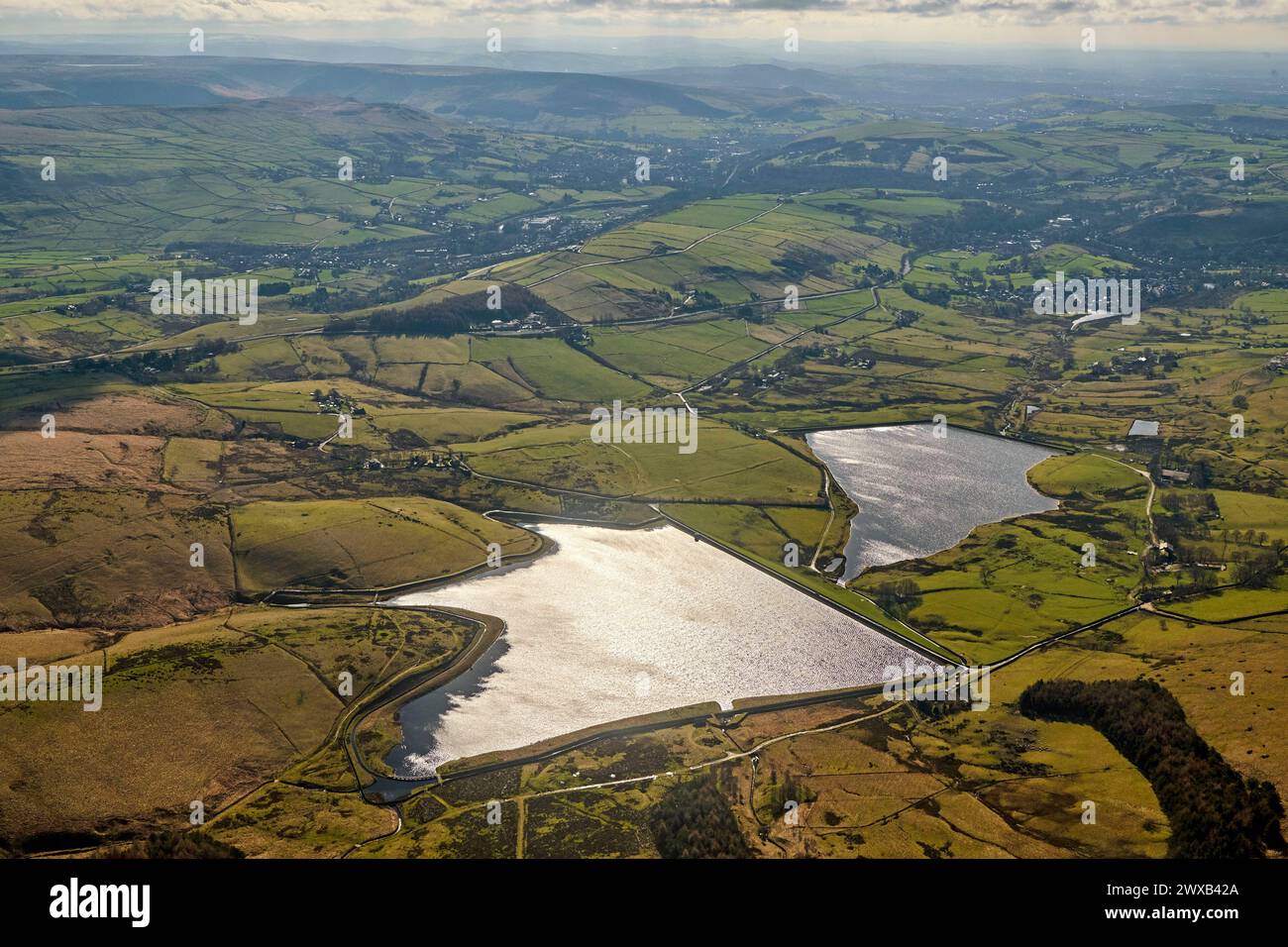 Réservoirs Mid pennine, entre Yorkshire et Manchester, nord de l'Angleterre, Royaume-Uni Banque D'Images