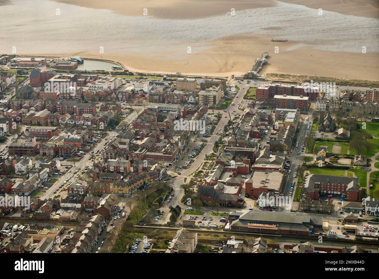 Une image aérienne de Lytham St Annes, au nord-ouest de l'Angleterre, au Royaume-Uni Banque D'Images