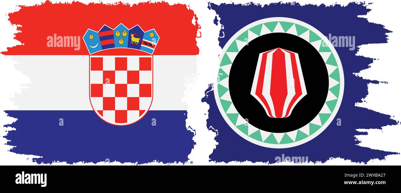 Bougainville et Croatie grunge drapeaux connexion, vecteur Illustration de Vecteur