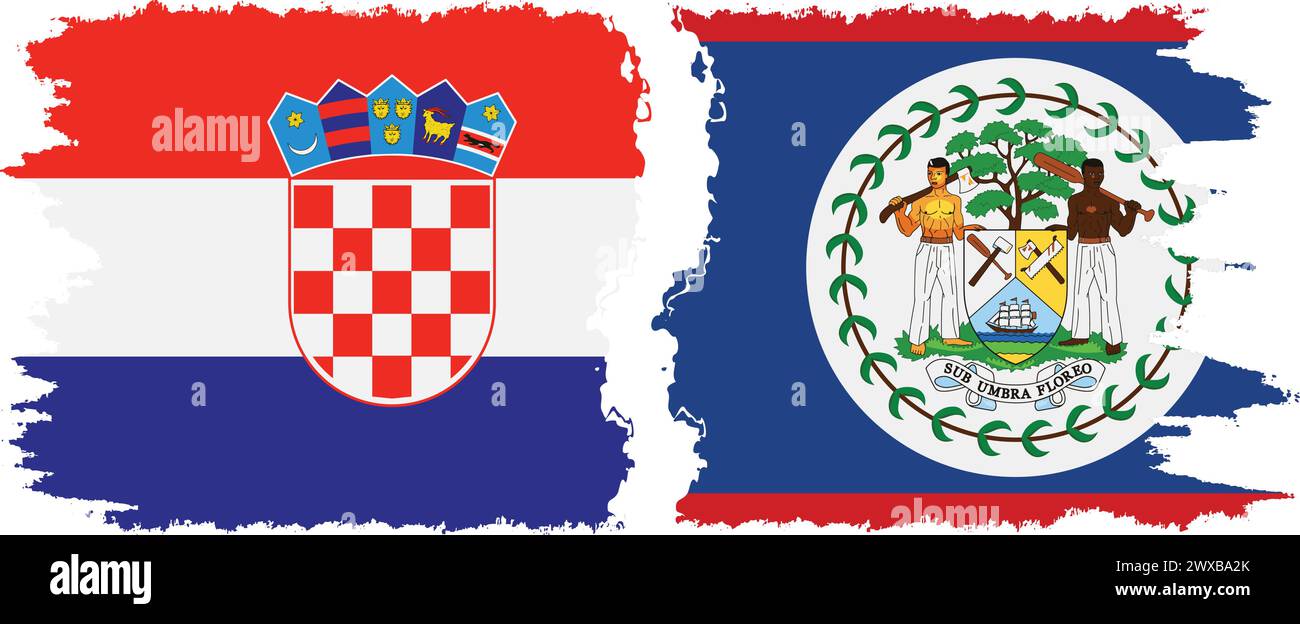 Belize et Croatie grunge drapeaux connexion, vecteur Illustration de Vecteur