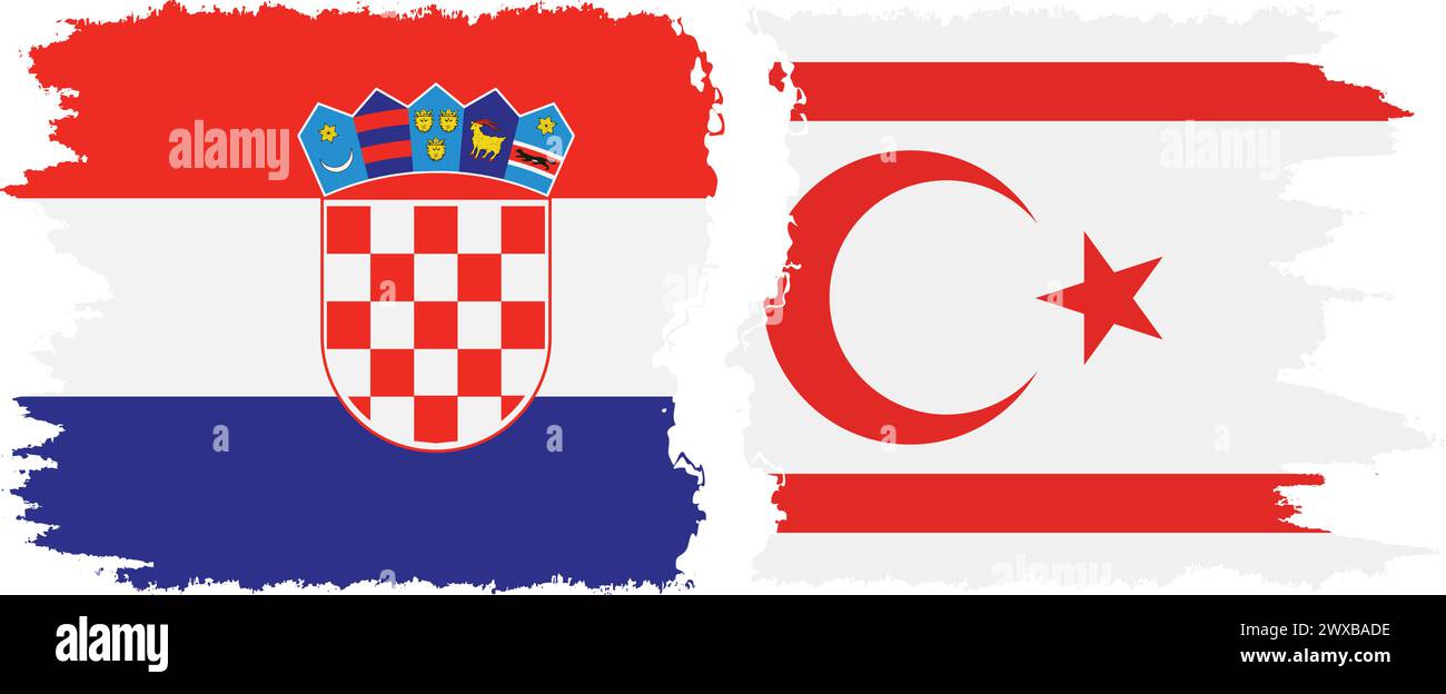 République turque de Chypre du Nord et Croatie grunge drapeaux connexion, vecteur Illustration de Vecteur