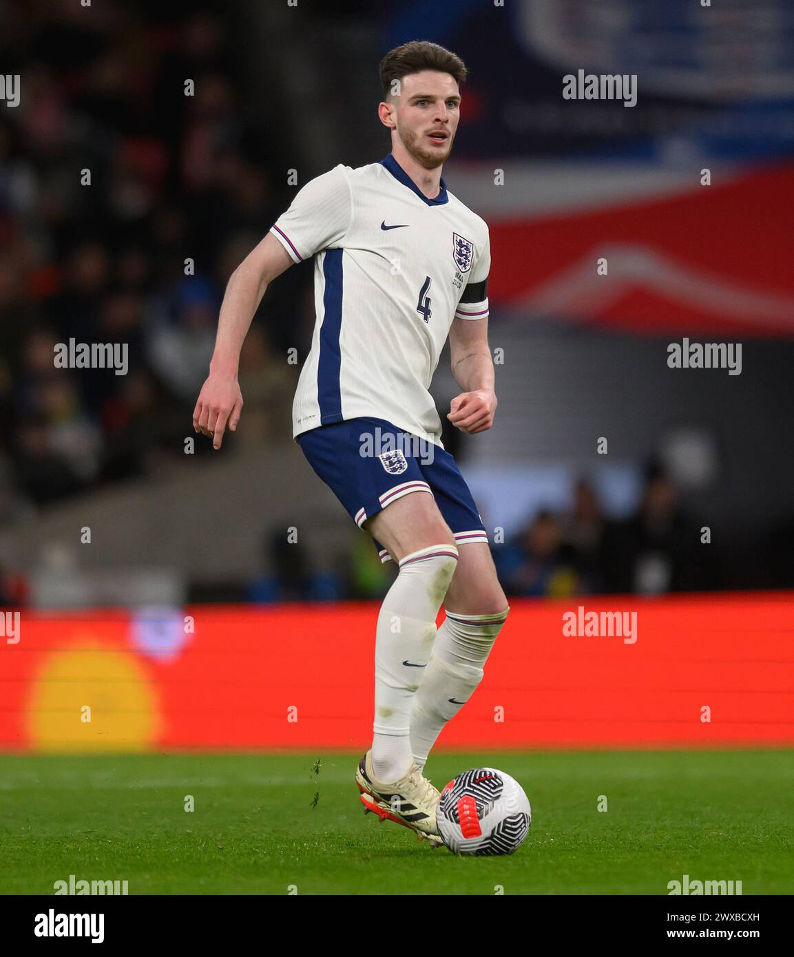 23 mars 2024 - Angleterre v Brésil - International Friendly - Wembley Stadium. L'Angleterre Declan Rice en action contre Banque D'Images