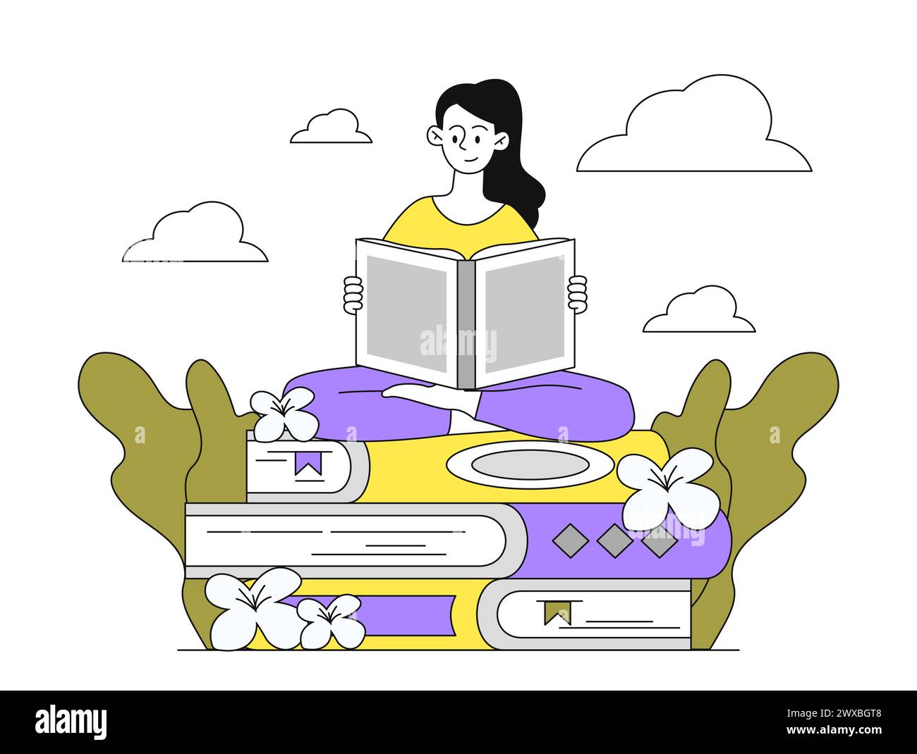 Affiche vectorielle de journée mondiale du livre linéaire Illustration de Vecteur