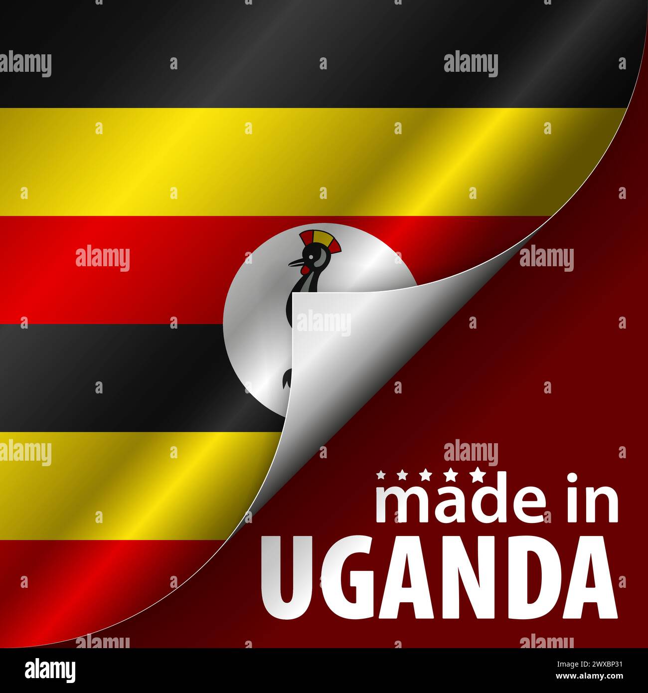 Fabriqué en Ouganda graphique et étiquette. Élément d'impact pour l'utilisation que vous voulez en faire. Illustration de Vecteur