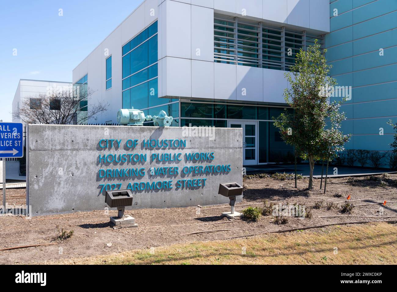 Usine d'exploitation de l'eau potable de la ville de Houston à Houston, Texas, États-Unis. Banque D'Images