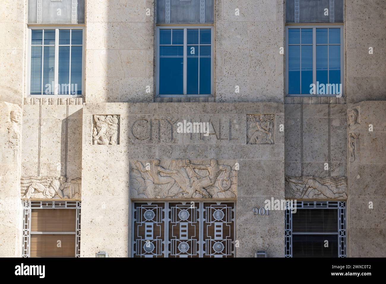 Signe de l'hôtel de ville de Houston, Texas, États-Unis. Banque D'Images