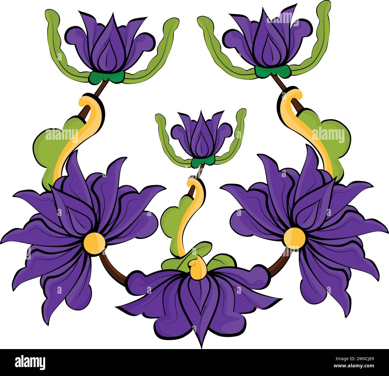 Illustration de fleur de nénuphar bleu avec plante Illustration de Vecteur