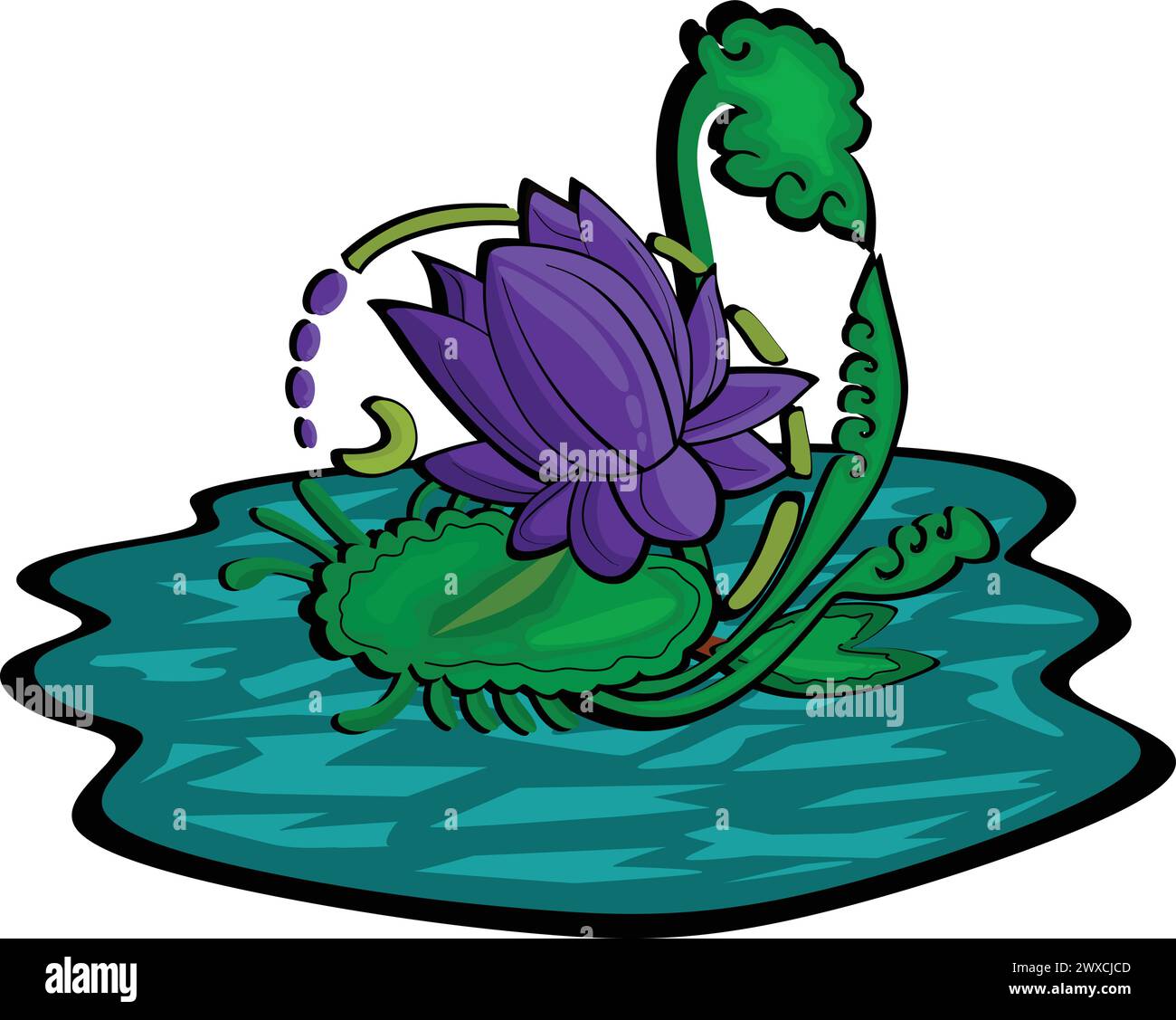 Illustration de fleur de nénuphar bleu sur l'eau Illustration de Vecteur
