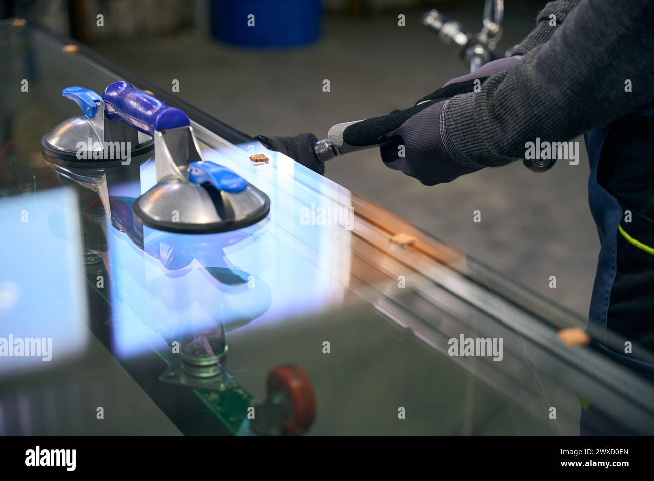 Processus technologique dans la production de fenêtres Banque D'Images