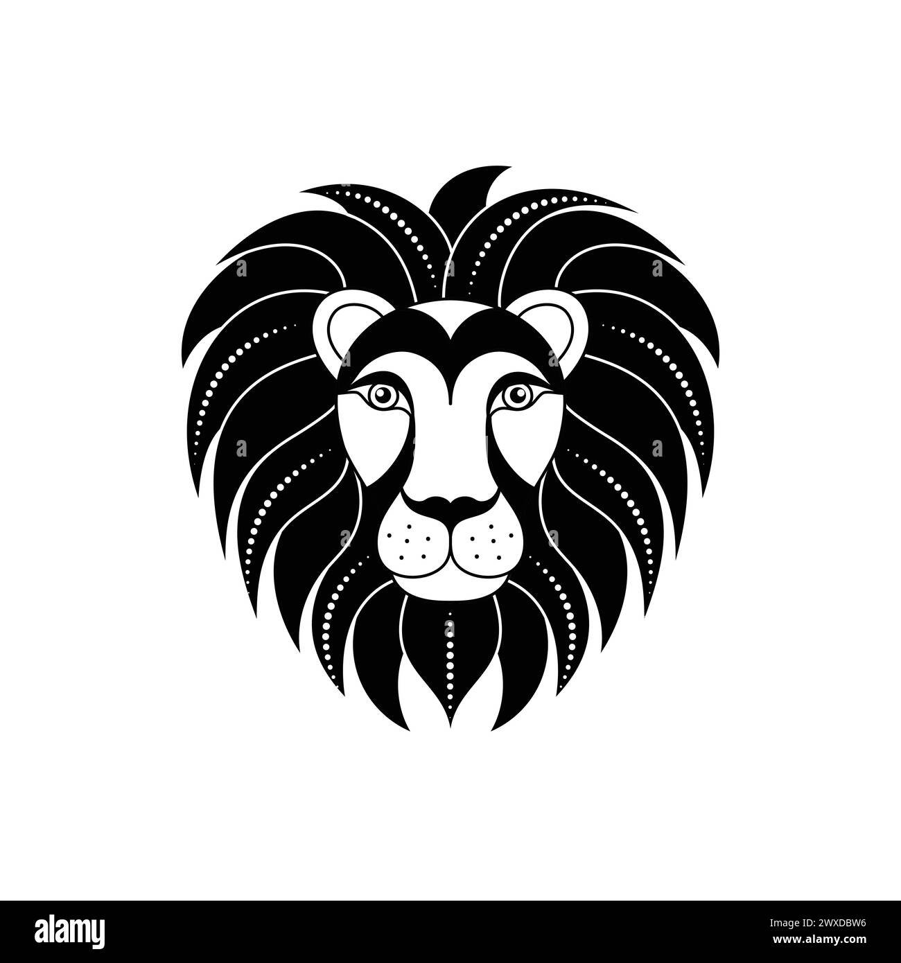 Tête de lion noire et blanche Illustration de Vecteur