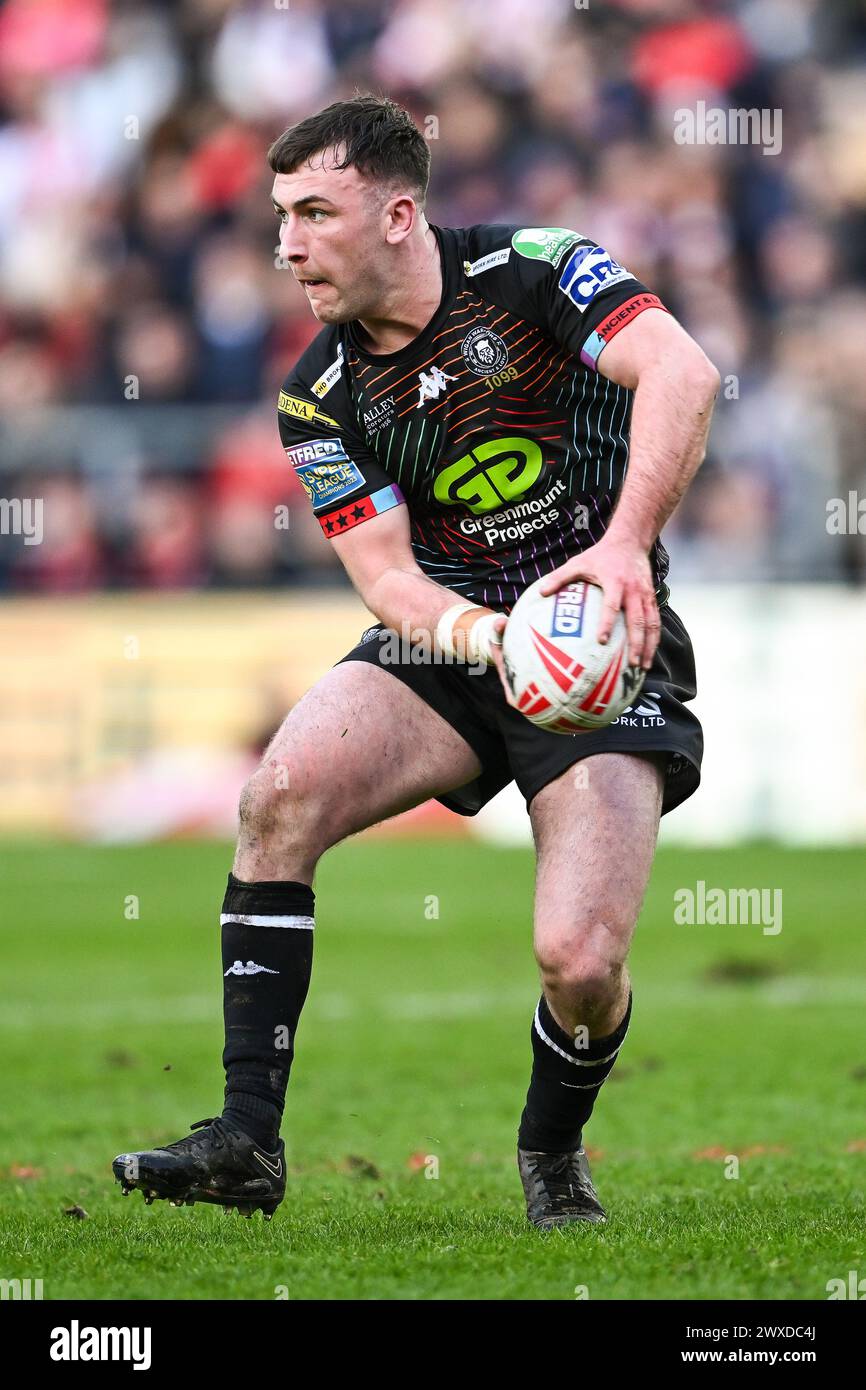 Alex Smith des Wigan Warriors en action lors du match de la Betfred Super League Round 6 St Helens vs Wigan Warriors au Totally Wicked Stadium, St Helens, Royaume-Uni, le 29 mars 2024 (photo par Craig Thomas/News images) in, le 29/03/2024. (Photo de Craig Thomas/News images/SIPA USA) crédit : SIPA USA/Alamy Live News Banque D'Images