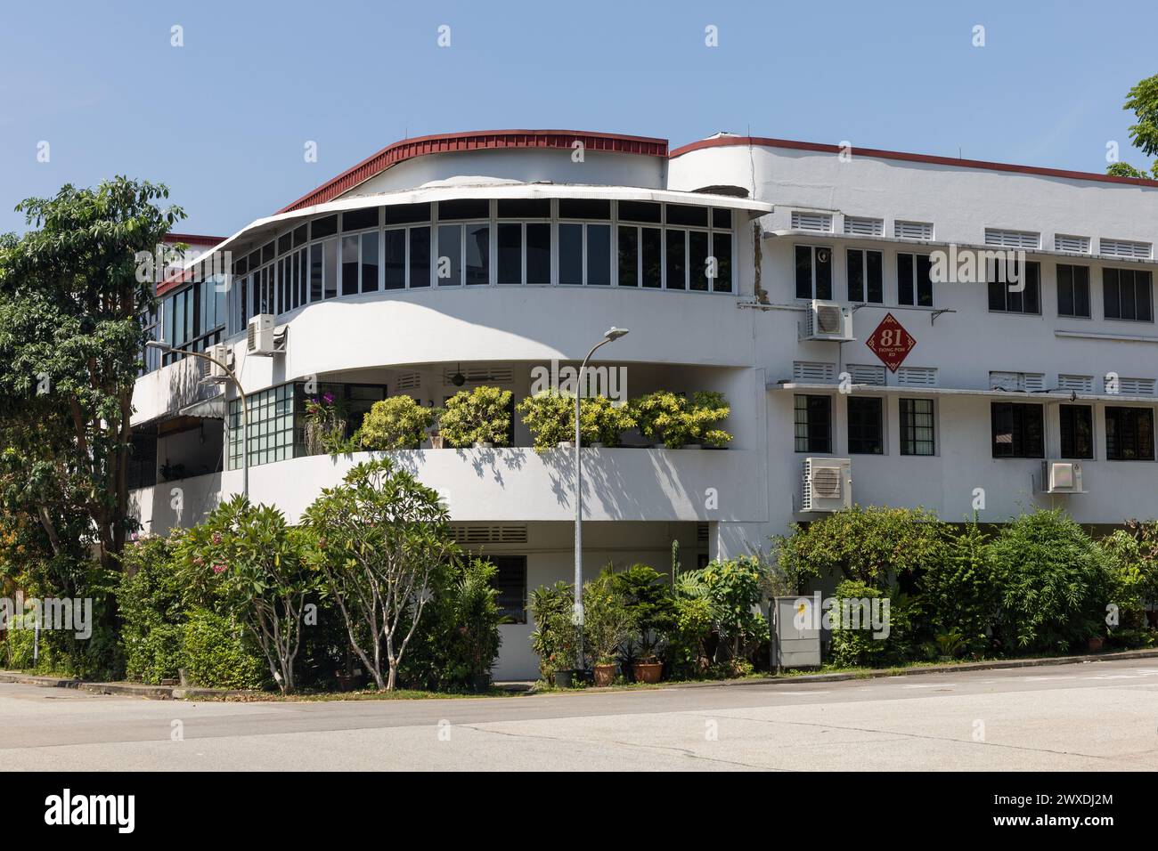 Appartements modernistes Tiong Bahru à Singapour, conçus dans le style Streamline moderne par Singapore Improvement Trust (SIT) Banque D'Images