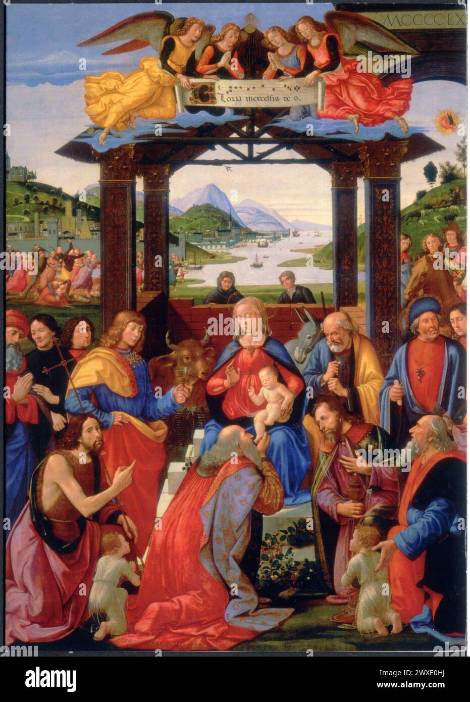 L'adoration des Mages,1485 par Domenico Ghirlandaio 1449-1494.Tempera sur bois 285 X 243 cm Banque D'Images