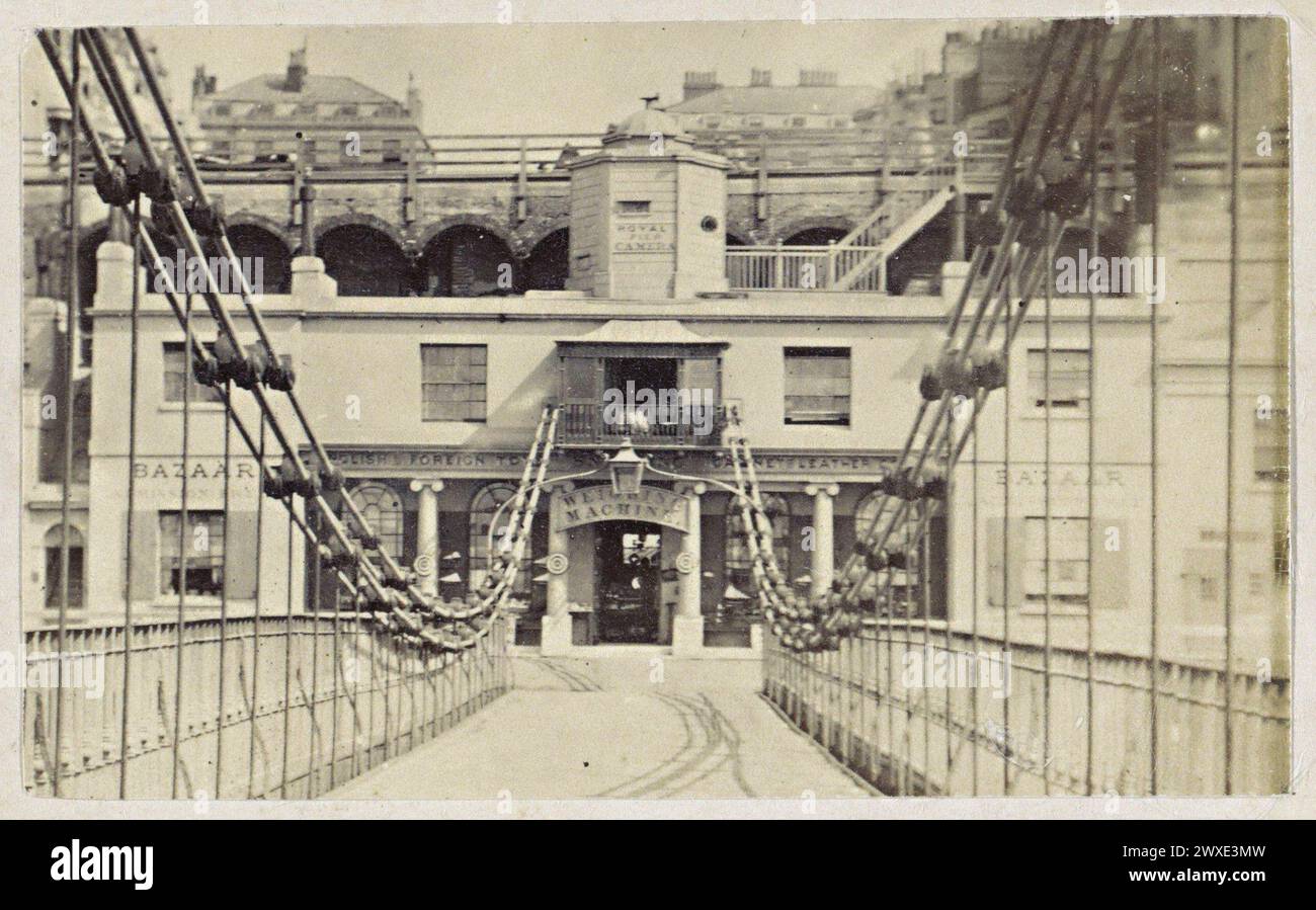 Photographie victorienne antique du Chain Pier, Brighton. La jetée de Chain a été détruite dans une tempête en 1896. Brighton, Sussex, Engand. Banque D'Images