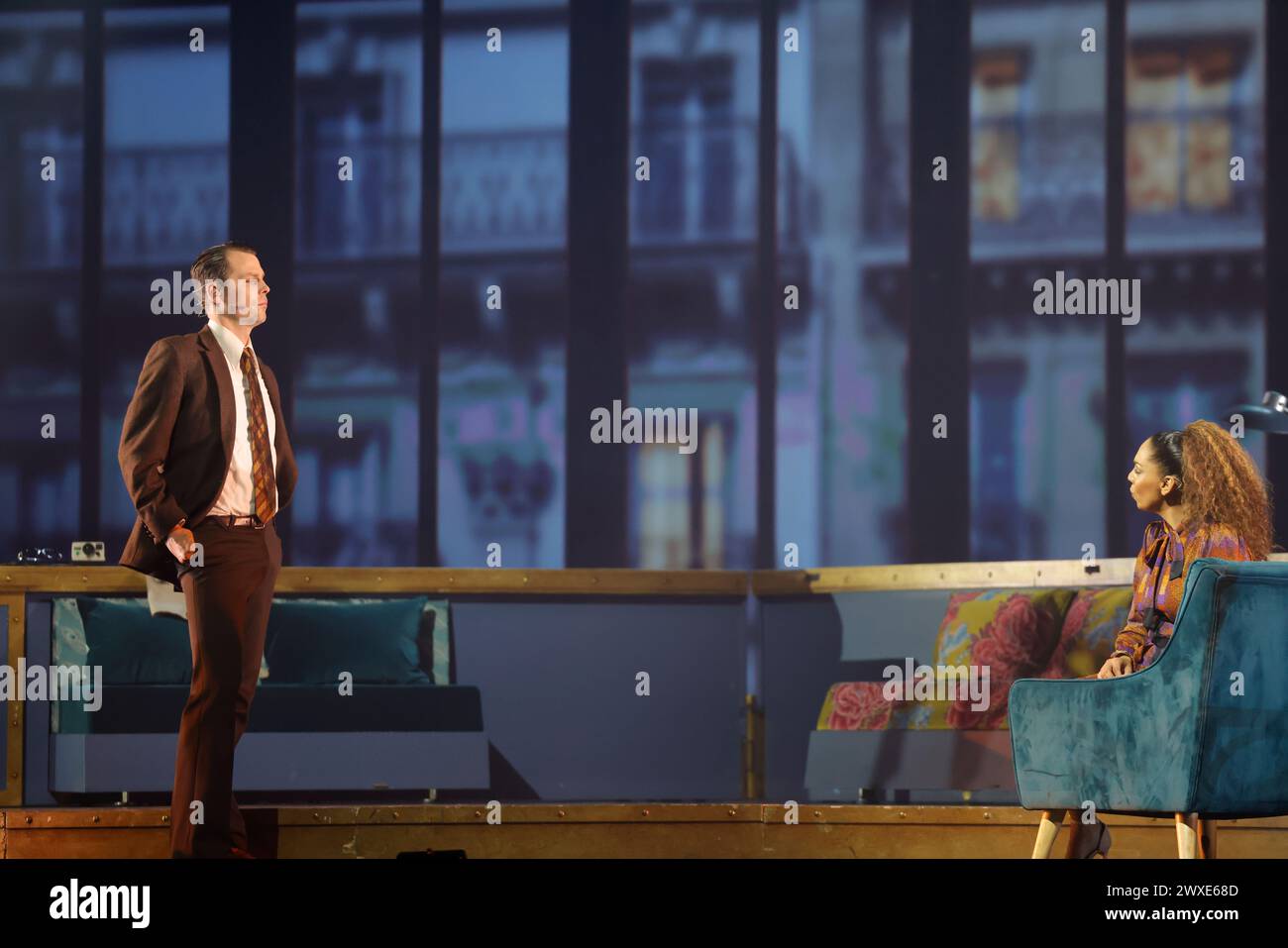 Limoges, France. 29 mars 2024. Comédie musicale je VAIS T’AIMER (je VOUS AIMERAI), un spectacle « événementiel » qui rassemble toutes les générations. Zénith de Limoges, France. 29 mars 2024. Voyagez de Paris à New York à bord du légendaire paquebot « France ». Je VAIS T'AIMER est une histoire originale autour des tubes de Michel Sardou : chansons iconiques et textes très modernes. Il raconte l’histoire des destins croisés des jeunes Français sur plusieurs décennies, des années Kennedy à nos jours. Zénith de Limoges, Limousin, haute-Vienne, France, Europe. Crédit : photo de HM images/Alamy Live News. Banque D'Images