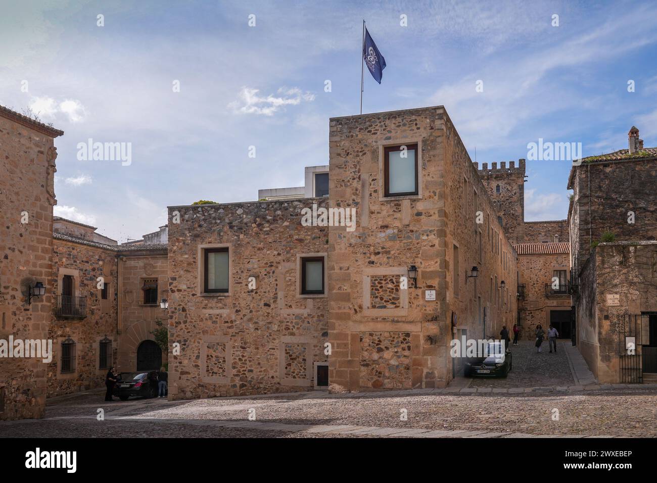 Le restaurant 3 étoiles Michelin Atrio, un hôtel et restaurant de luxe Ralais & Chateaux dans la vieille ville de Caceres. Espagne. Banque D'Images