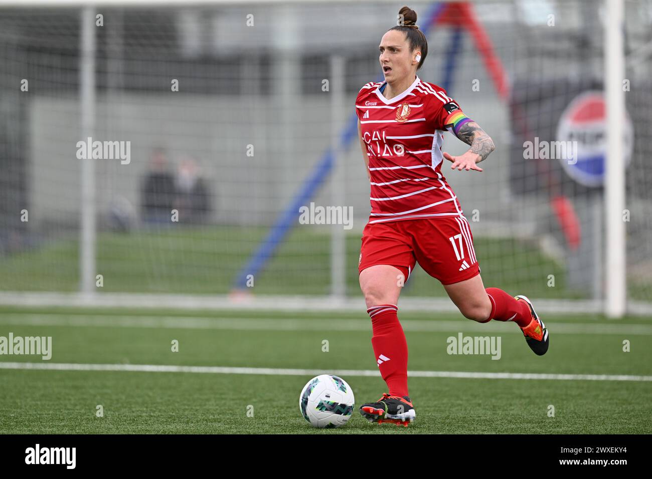 Aalter, Belgique. 30 mars 2024. Maud Coutereels (17 ans) de Standard photographiée lors d'un match de football féminin entre le Club Brugge Dames YLA et Standard Femina de Liège le 2ème jour de match en play-off 1 de la saison 2023 - 2024 de la Super League belge des femmes du loto, le samedi 30 mars 2024 à Aalter, BELGIQUE . Crédit : Sportpix/Alamy Live News Banque D'Images
