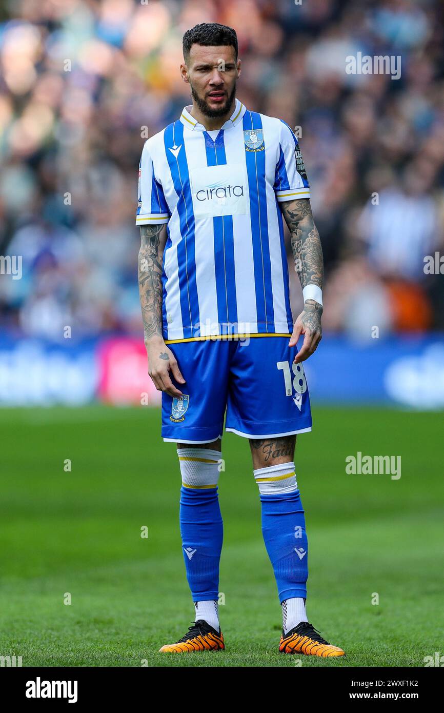 Sheffield, Royaume-Uni. 29 mars 2024. Le défenseur de Sheffield Wednesday Marvin Johnson (18 ans) pendant le match de Sheffield Wednesday FC vs Swansea City AFC Sky Bet EFL Championship au Hillsborough Stadium, Sheffield, Angleterre, Royaume-Uni le 29 mars 2024 crédit : Every second Media/Alamy Live News Banque D'Images