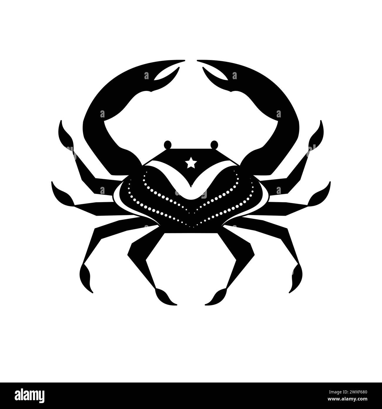 Signe du zodiaque cancer dans le style d'art au trait Illustration de Vecteur