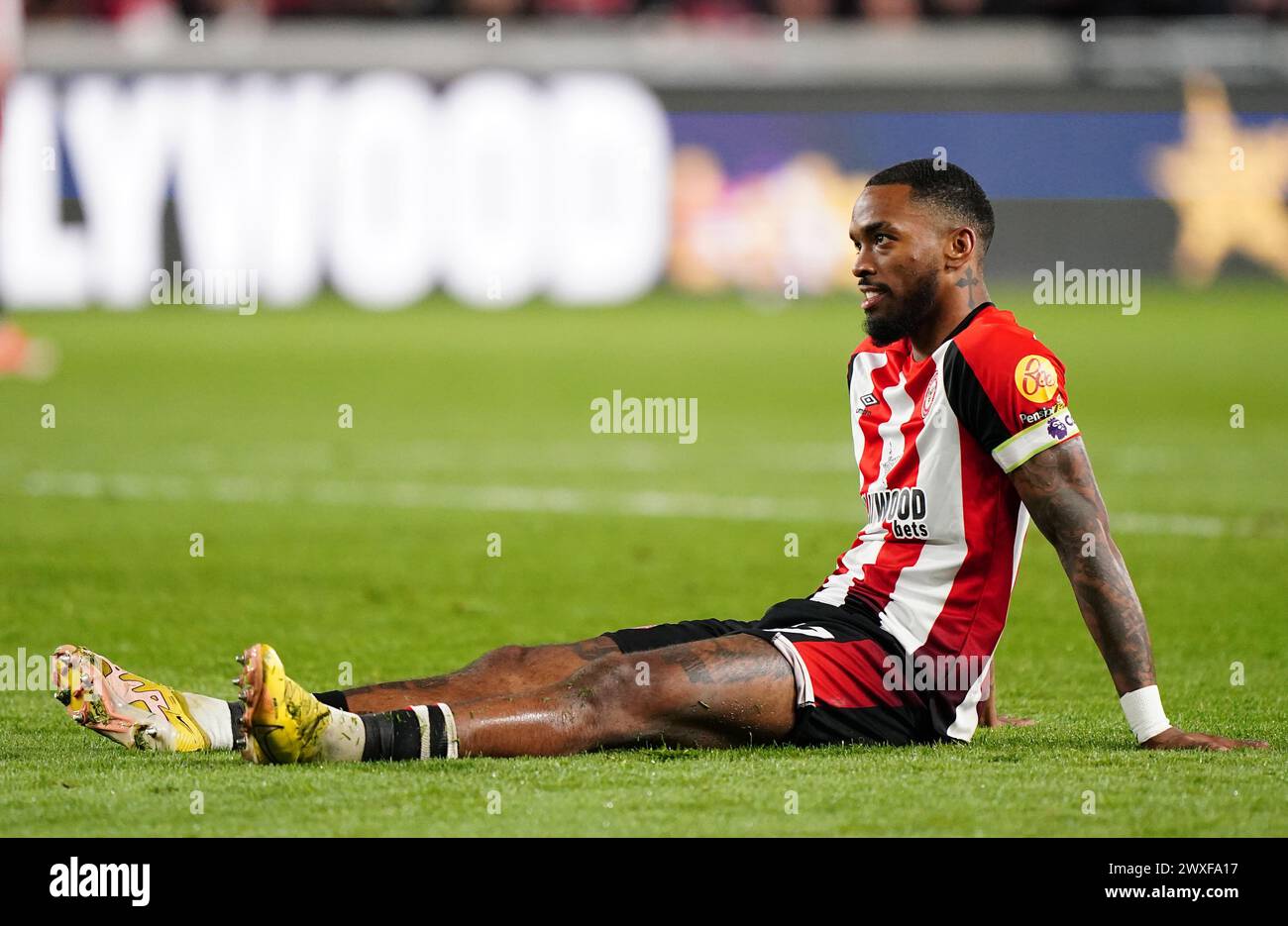 Ivan Toney de Brentford réagit à une chance manquée lors du match de premier League au Gtech Community Stadium de Londres. Date de la photo : samedi 30 mars 2024. Banque D'Images
