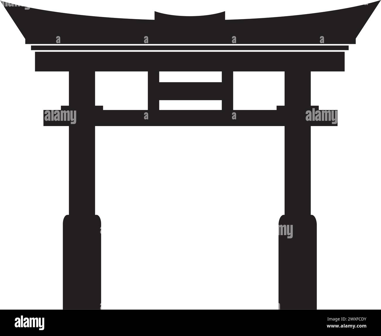 Icône de porte torii, symbole de civilisation japonaise, modèle de conception d'illustration vectorielle Illustration de Vecteur