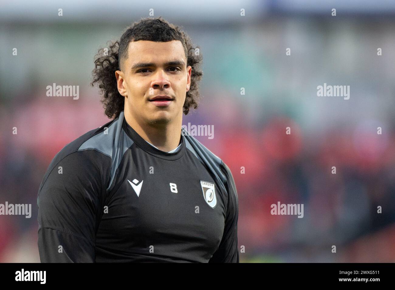 Limerick, Irlande. 30 mars 2024. Mackenzie Martin de Cardiff lors du match de la 13e ronde du United Rugby entre Munster Rugby et Cardiff Rugby au Thomond Park à Limerick, Irlande le 30 mars 2024 (photo par Andrew Surma/ Credit : Sipa USA/Alamy Live News Banque D'Images