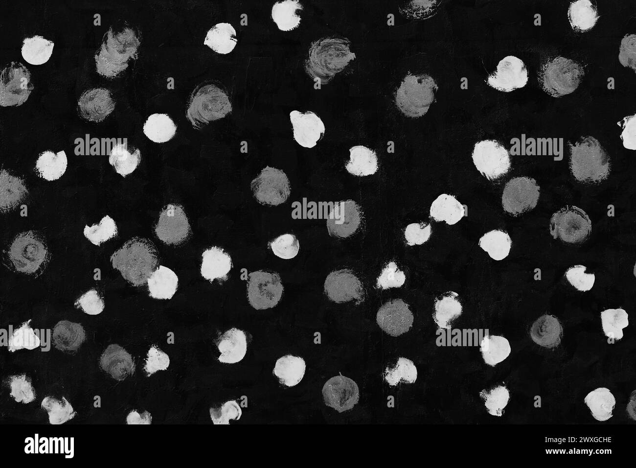 Coups de pinceau ronds noir noir blanc gris abstrait design fond texture motif grunge vieux. Banque D'Images