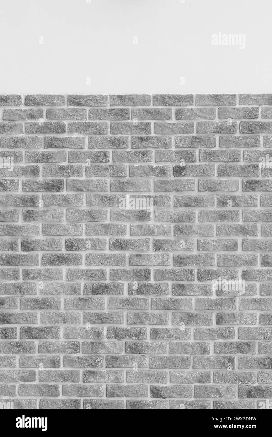 Façade de mur de briques grises bâtiment extérieur d'architecture de maçonnerie avec fond de texture blanche. Banque D'Images