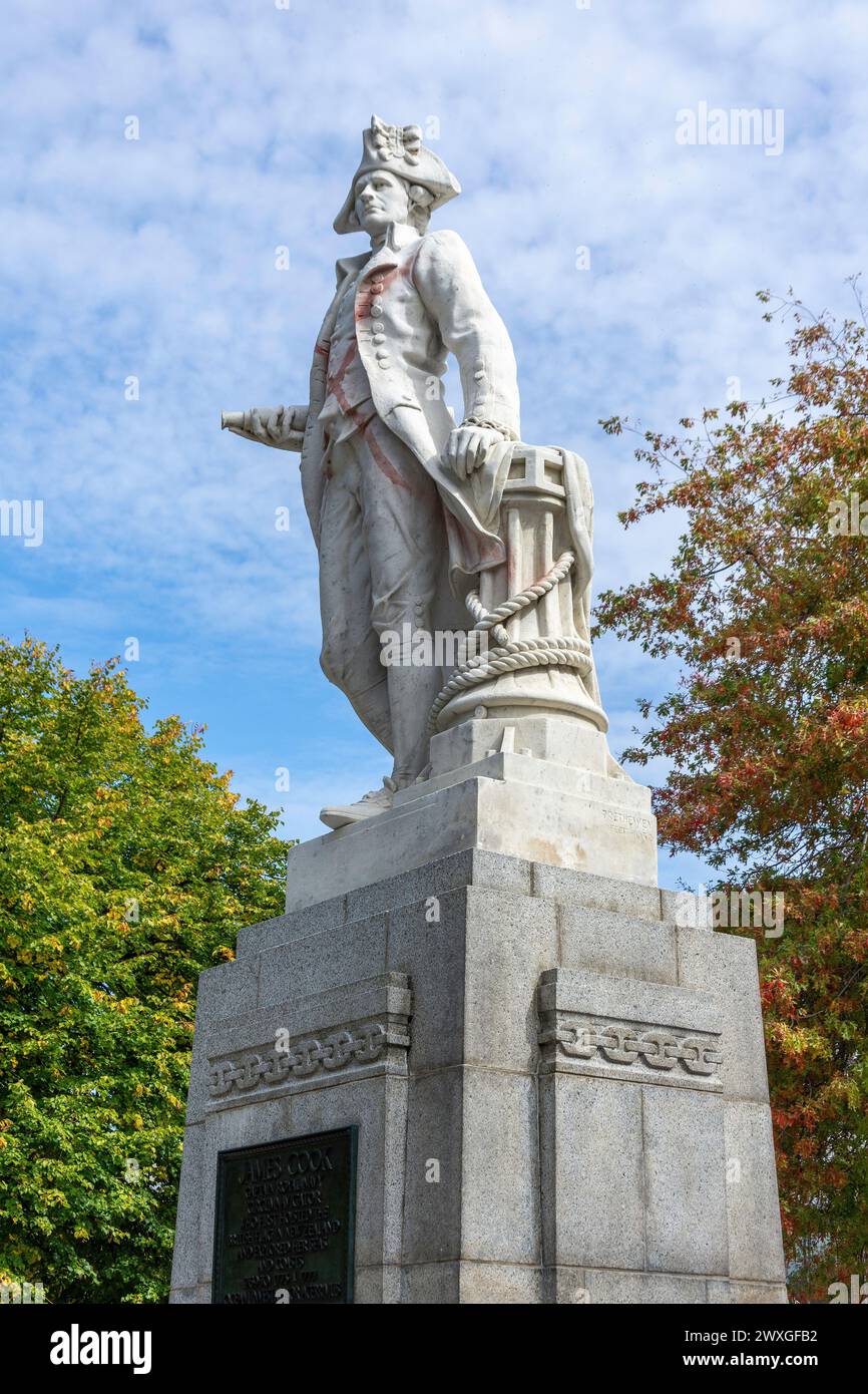Statue du capitaine Cook, Victoria Square, Armagh Street, Christchurch Central, Christchurch, Canterbury, Nouvelle-Zélande Banque D'Images