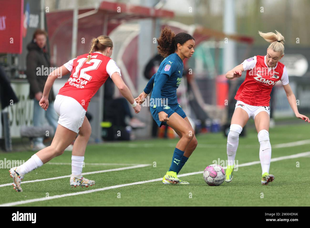 Wijdewormer, pays-Bas. 31 mars 2024. WIJDEWORMER, PAYS-BAS - MARS 31 : Nina Nijstad du PSV lors du match Néerlandais Azerion Women's Eredivisie entre AZ Alkmaar et PSV à l'AFAS Trainingscomplex le 31 mars 2024 à Wijdewormer, pays-Bas. (Photo de Gerard Spaans/Orange Pictures) crédit : Orange pics BV/Alamy Live News Banque D'Images