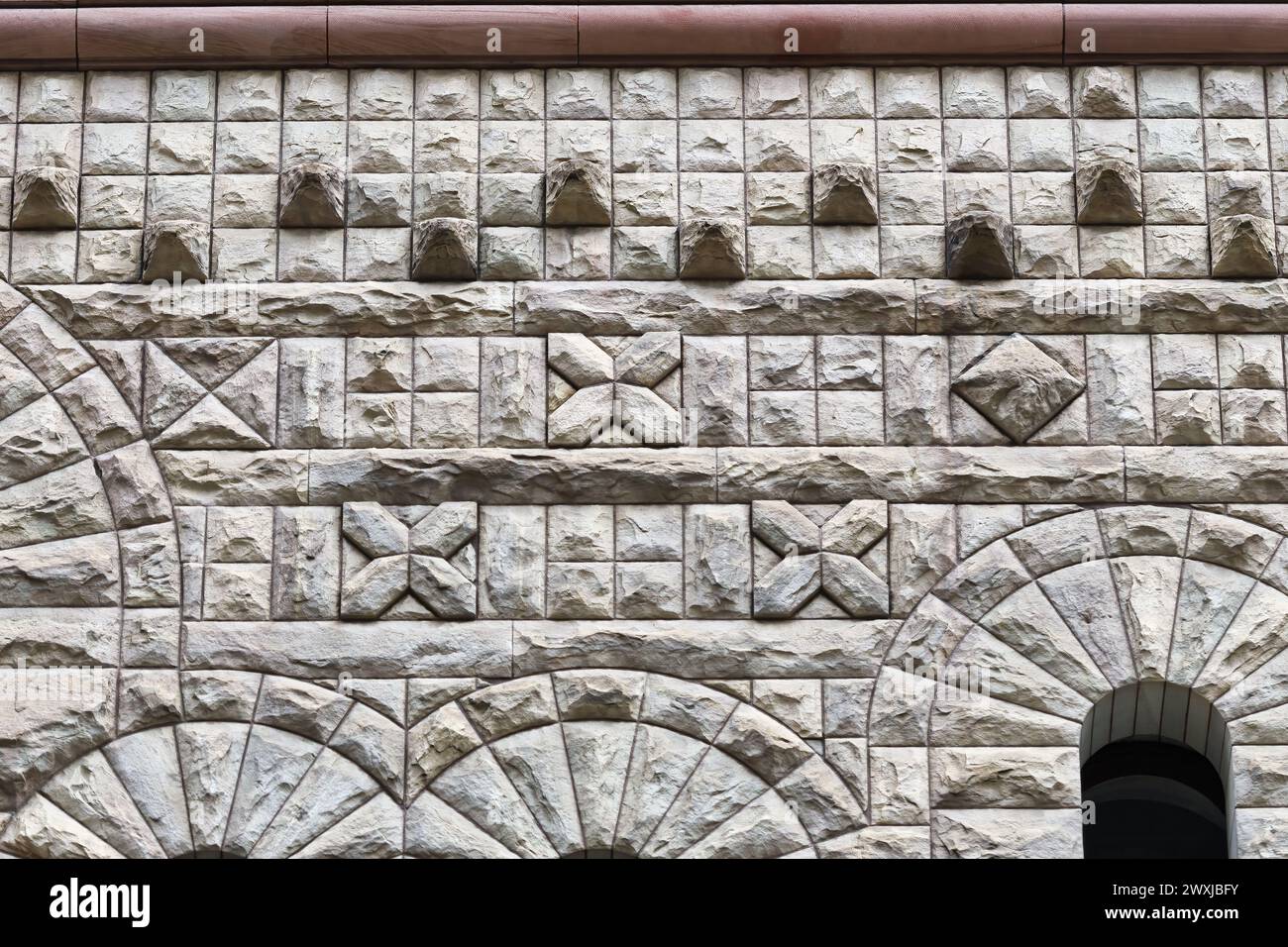 Caractéristiques architecturales coloniales ou détails dans l'ancien édifice de l'hôtel de ville (1898), Toronto, Canada. Partie d'une série. Banque D'Images