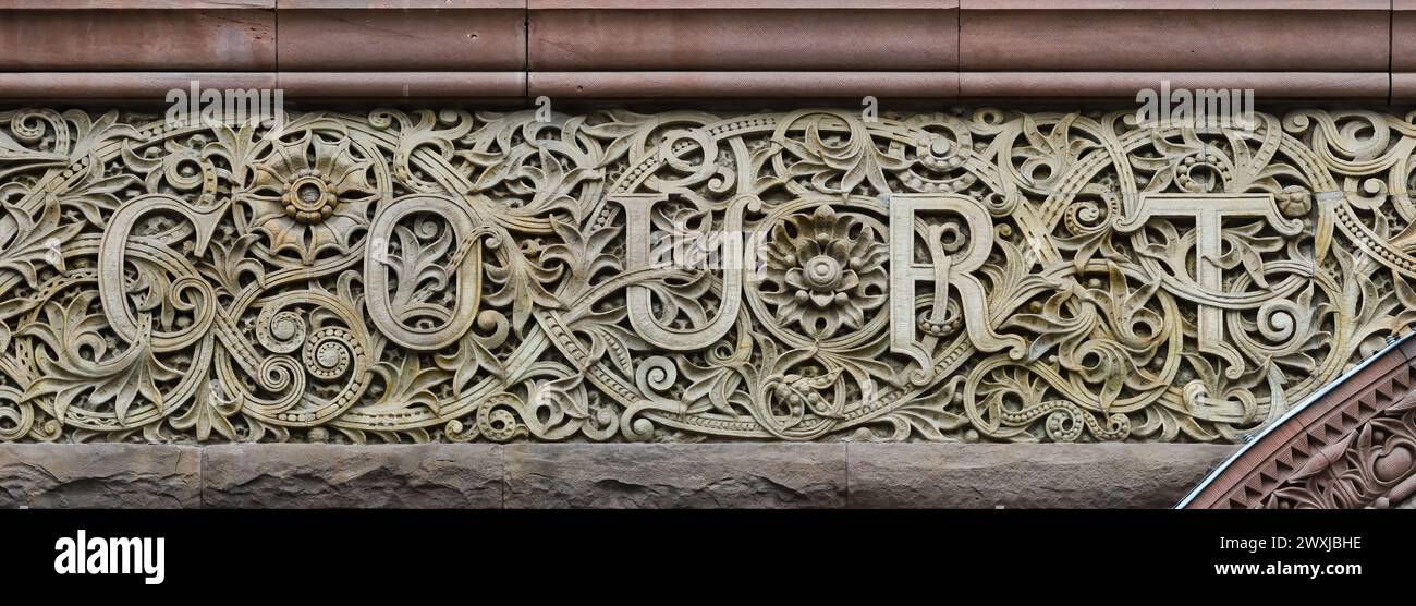 Caractéristiques architecturales coloniales ou détails dans l'ancien édifice de l'hôtel de ville (1898), Toronto, Canada. Partie d'une série. Banque D'Images