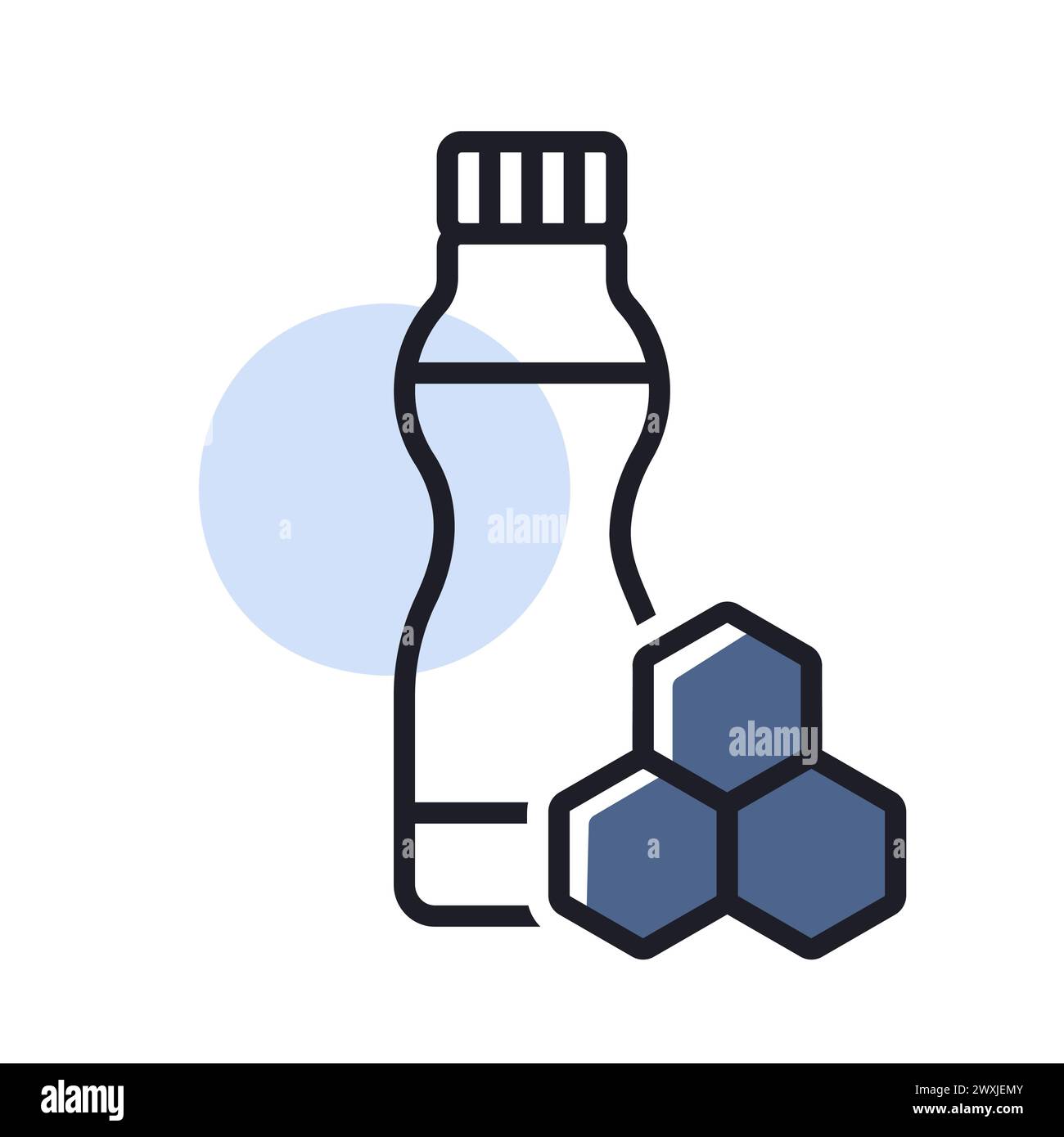 Bouteille de yaourt buvable avec icône vecteur de miel de saveur. Enseigne de produits laitiers. Symbole graphique pour la conception de sites Web et d'applications de cuisine, logo, application, interface utilisateur Illustration de Vecteur