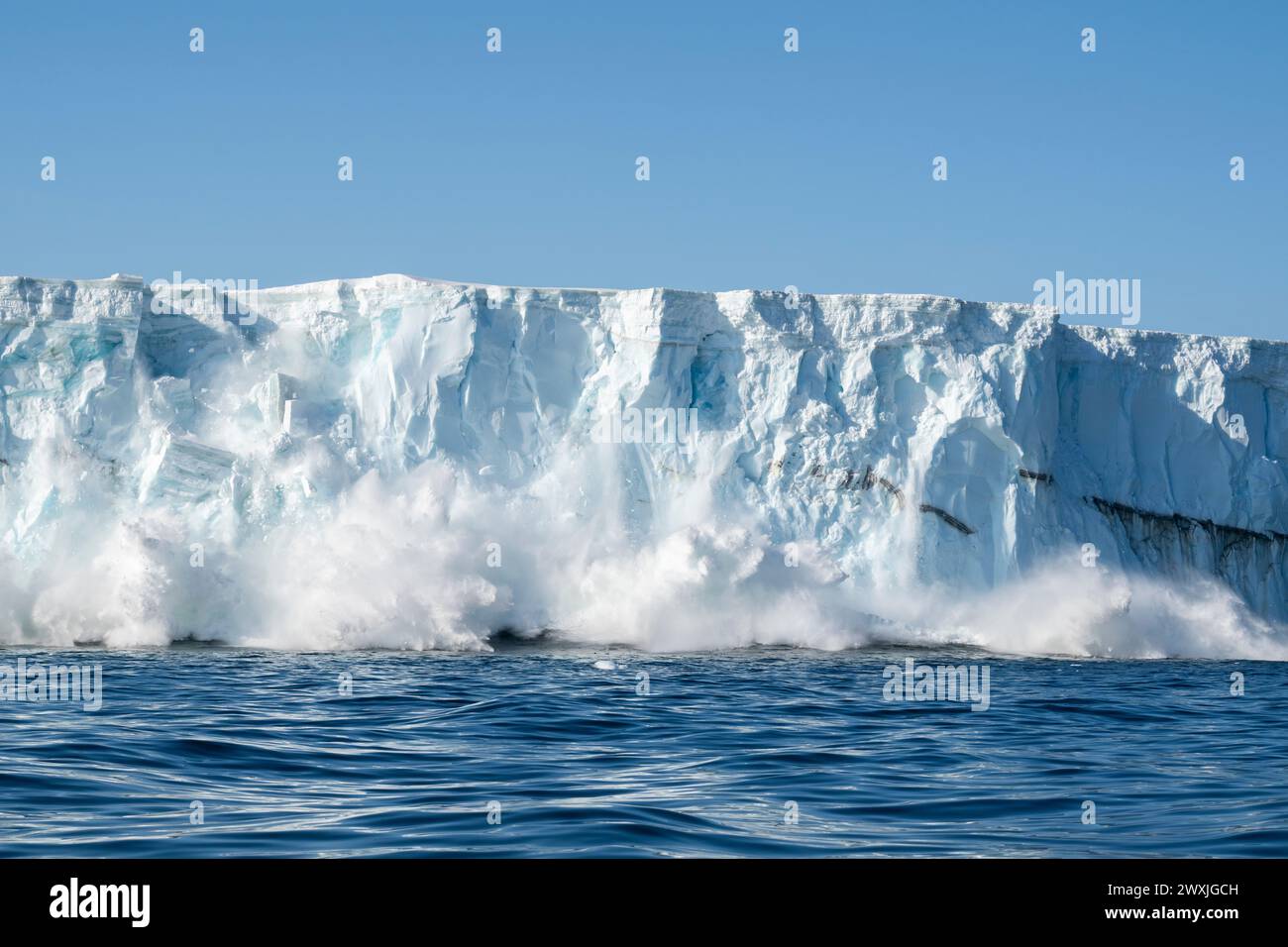 Antarctique, mer de Ross, Terre Victoria, Baie de Terra Nova. Glacier Campbell, grand vêlage au large de la face du glacier. Série 1 de 4 images Banque D'Images
