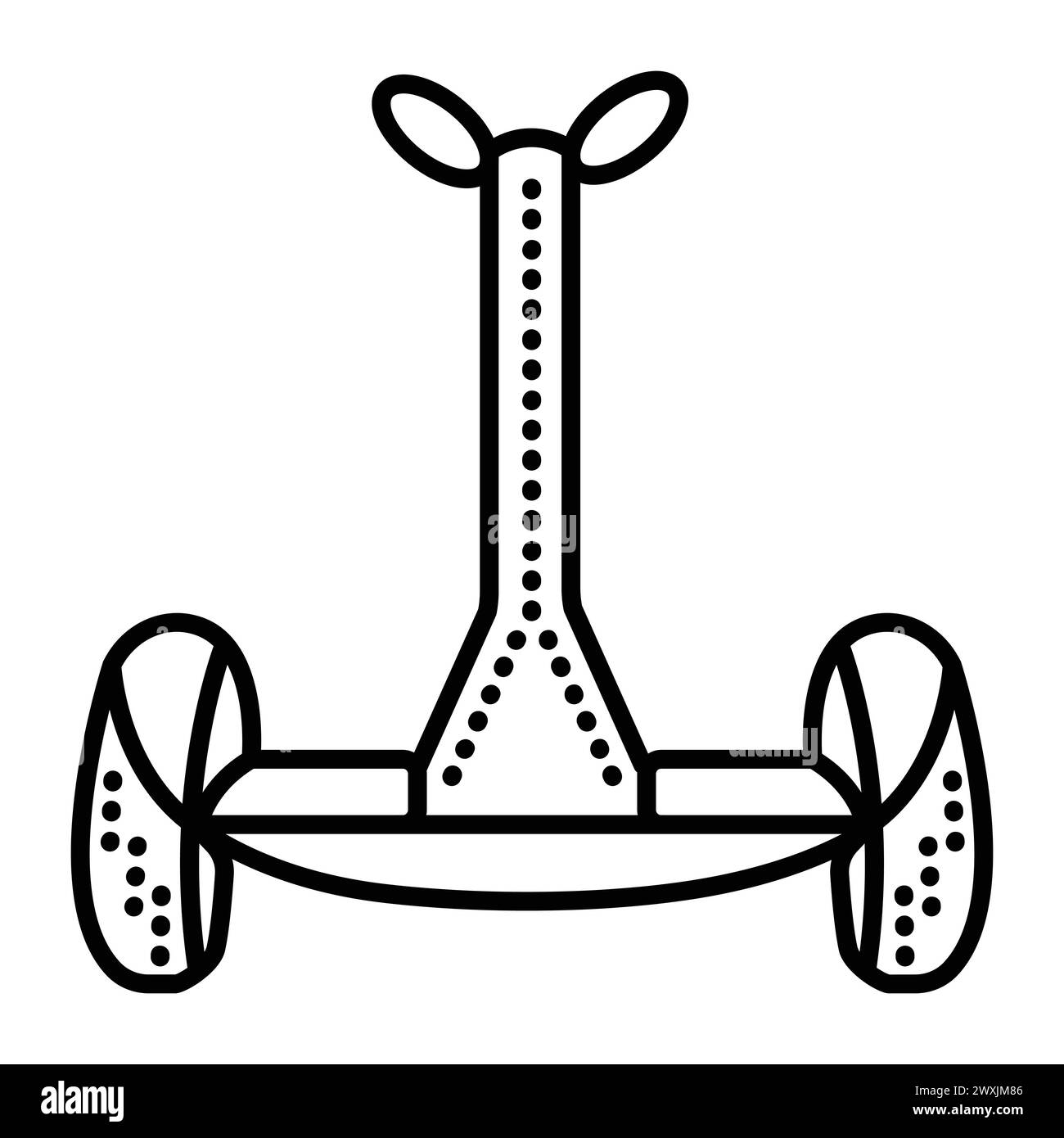 Hoverboard avec poignée, icône vectorielle de ligne noire, transport électrique mobile moderne, pictogramme latéral avant Illustration de Vecteur